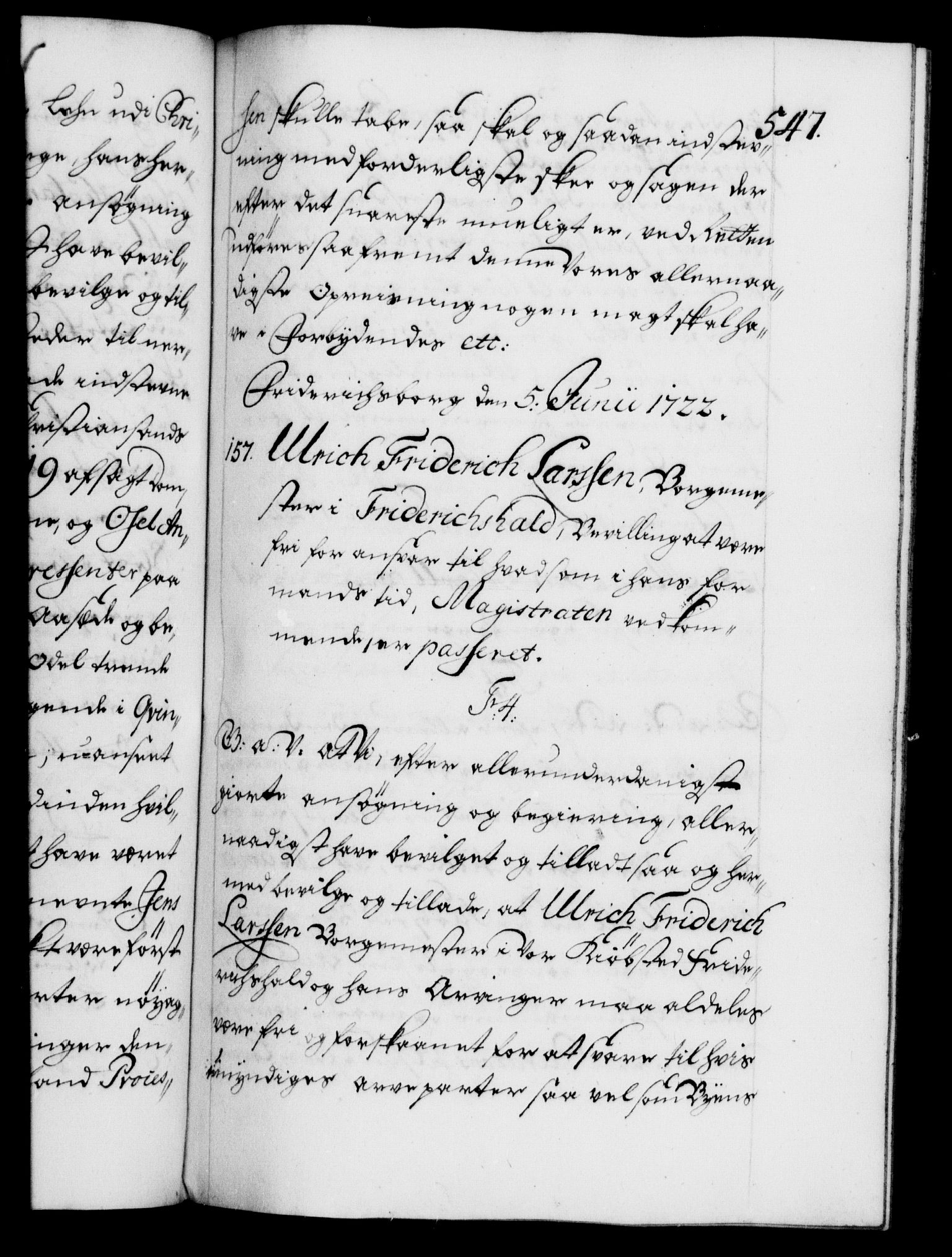 Danske Kanselli 1572-1799, RA/EA-3023/F/Fc/Fca/Fcaa/L0023: Norske registre, 1720-1722, p. 547a