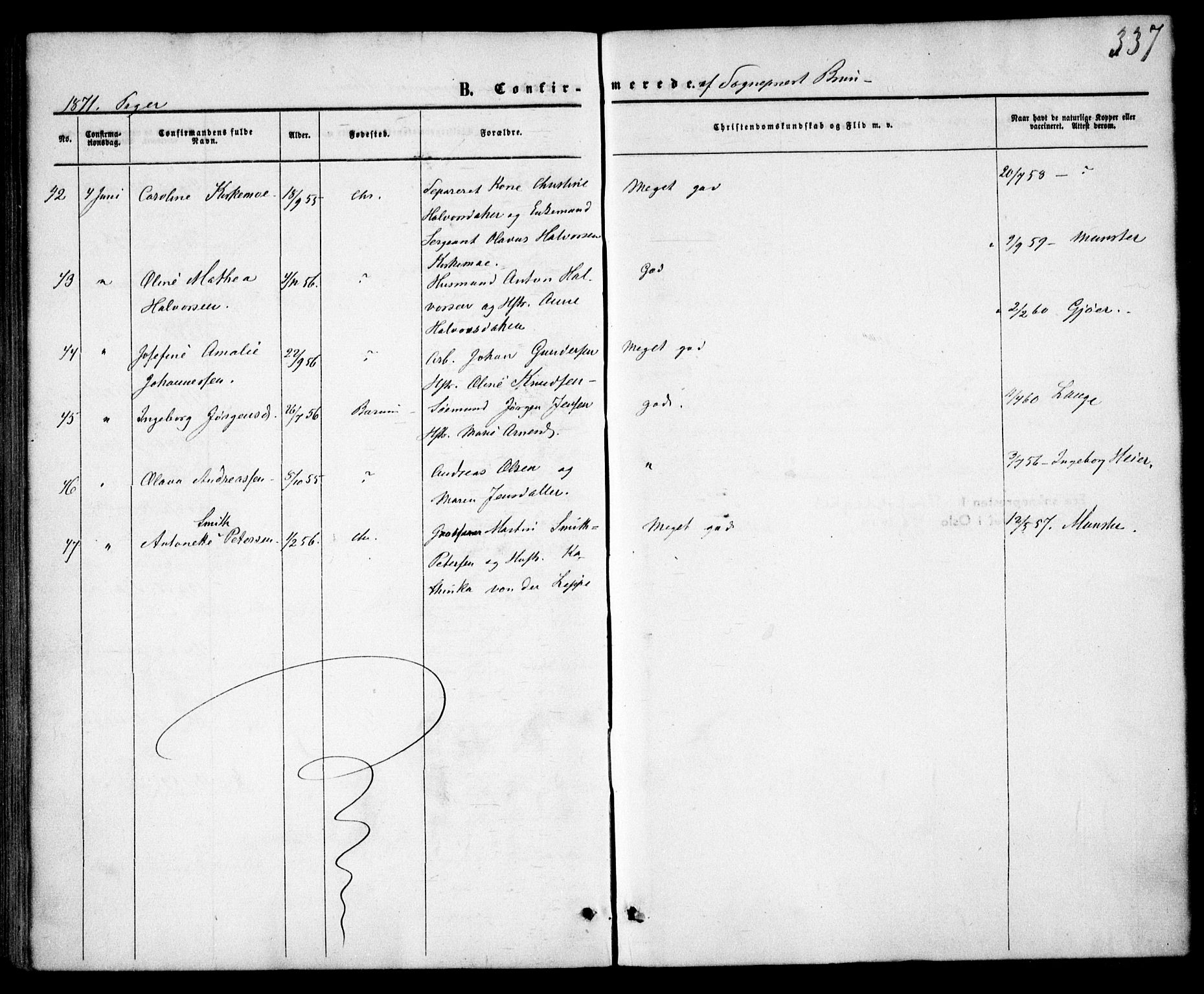 Trefoldighet prestekontor Kirkebøker, AV/SAO-A-10882/F/Fb/L0001: Parish register (official) no. II 1, 1858-1871, p. 337