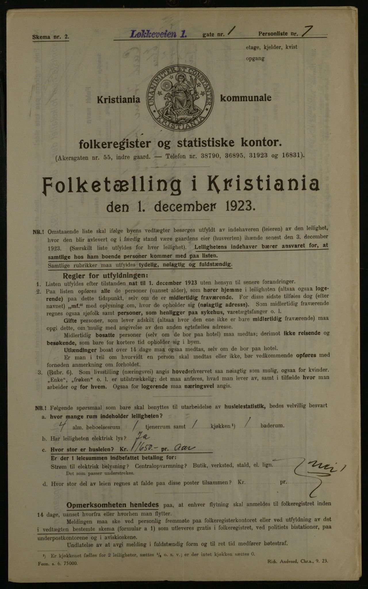 OBA, Municipal Census 1923 for Kristiania, 1923, p. 65210