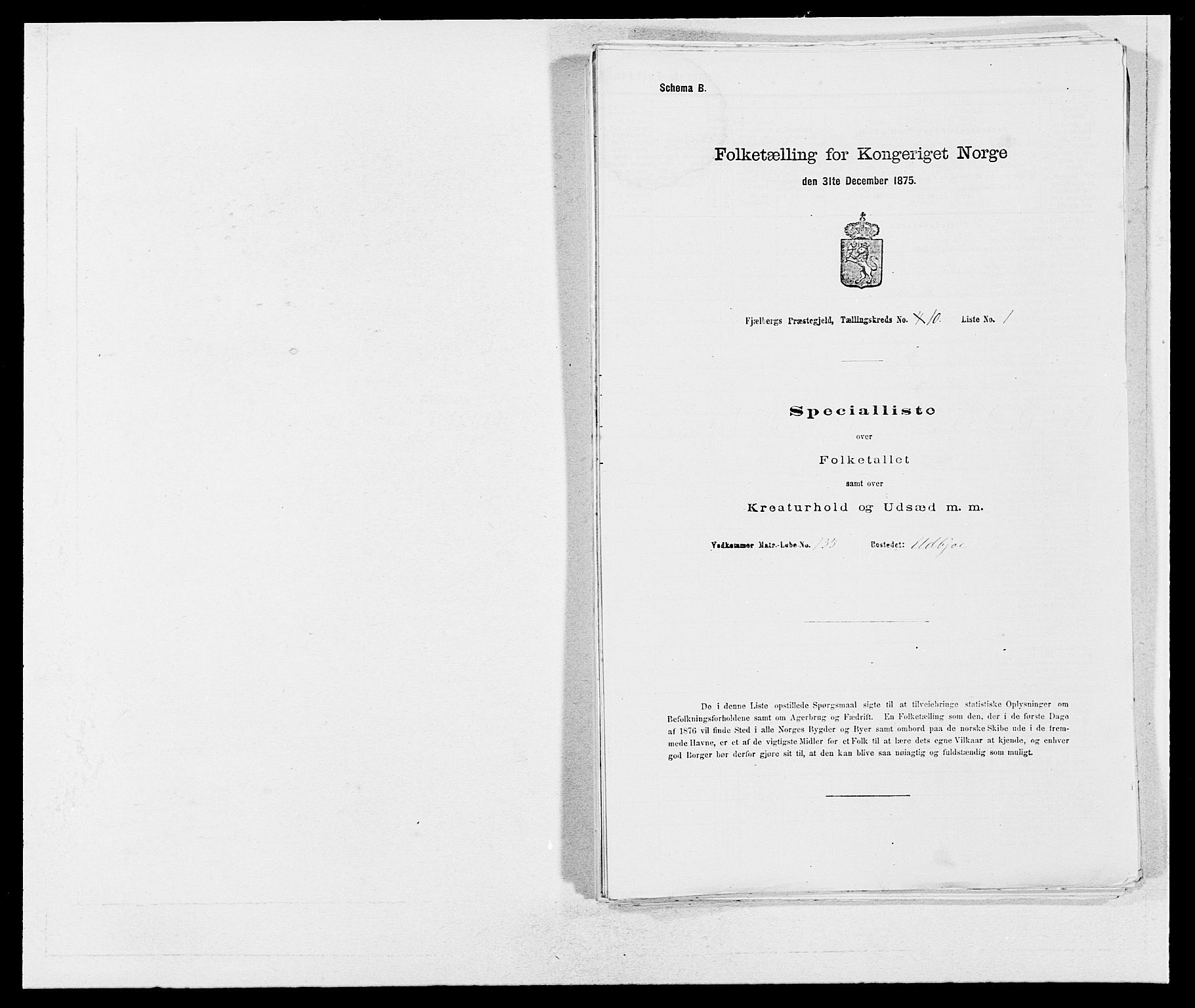 SAB, 1875 census for 1213P Fjelberg, 1875, p. 934