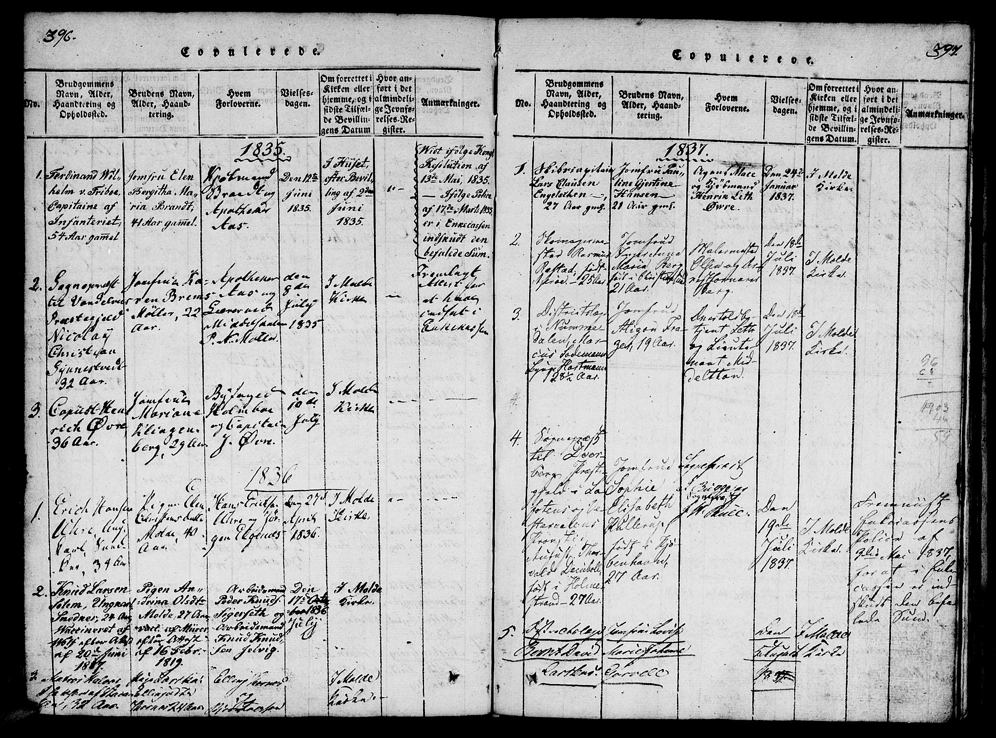 Ministerialprotokoller, klokkerbøker og fødselsregistre - Møre og Romsdal, SAT/A-1454/558/L0688: Parish register (official) no. 558A02, 1818-1843, p. 396-397