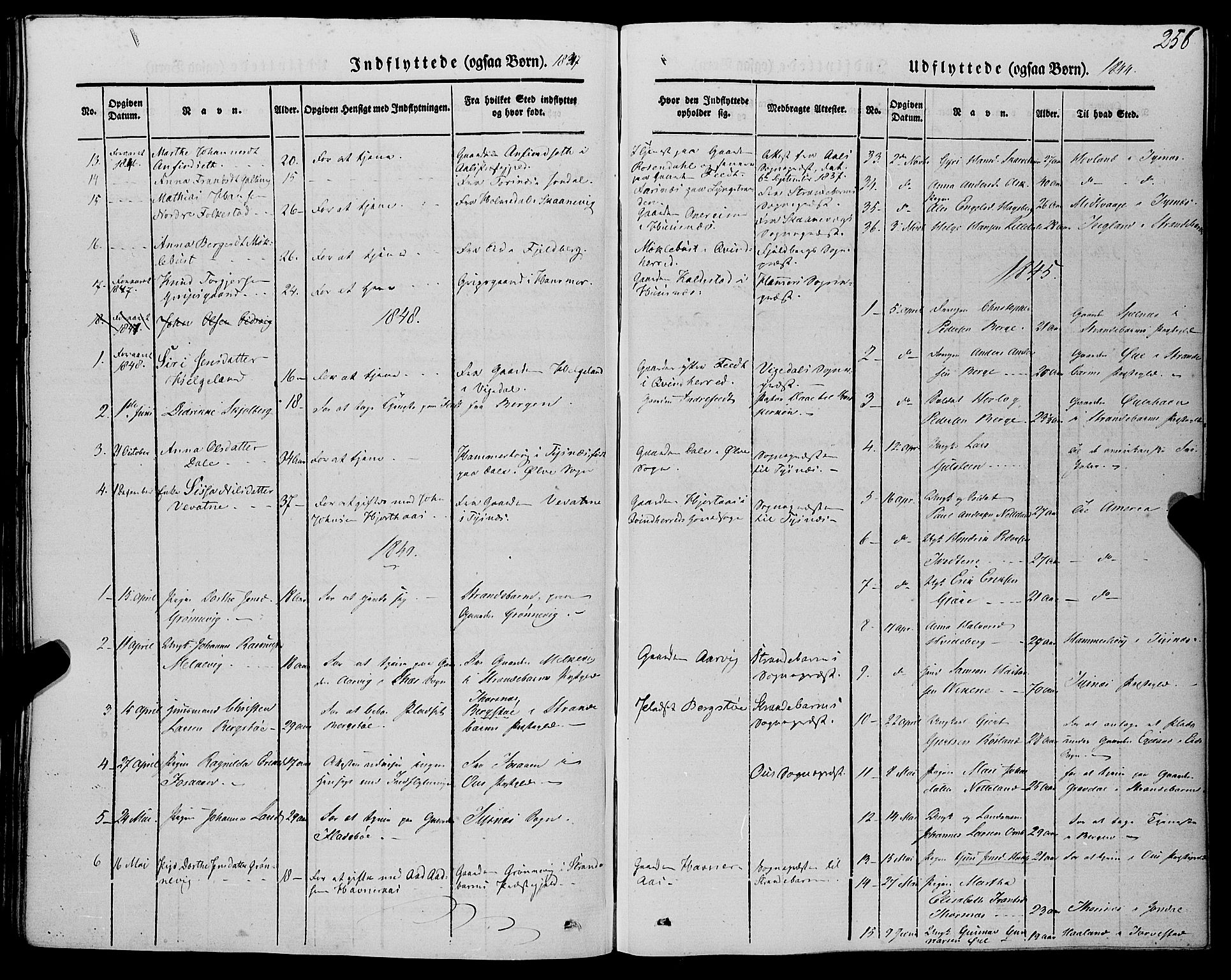 Kvinnherad sokneprestembete, AV/SAB-A-76401/H/Haa: Parish register (official) no. A 7, 1843-1853, p. 256