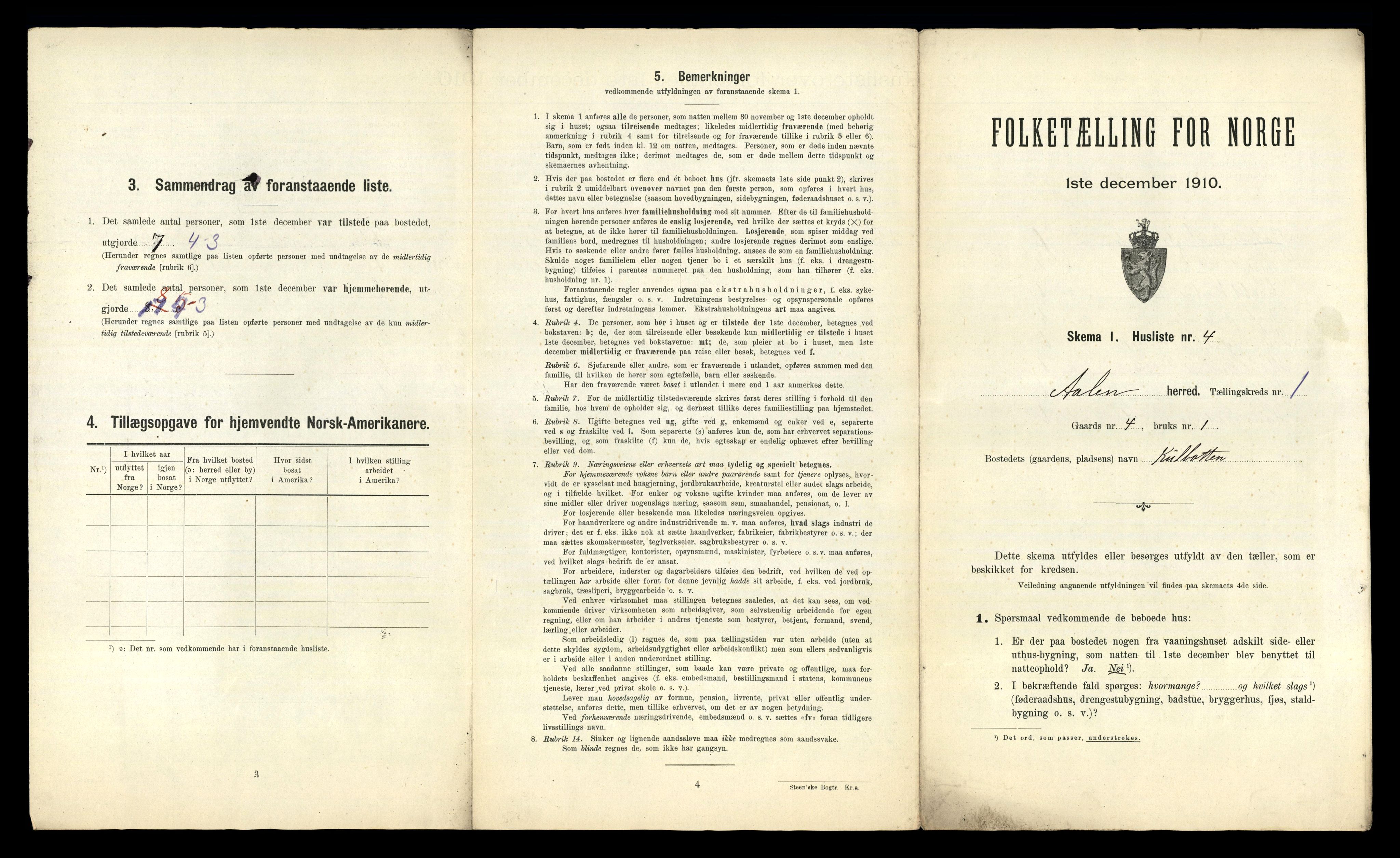 RA, 1910 census for Ålen, 1910, p. 41