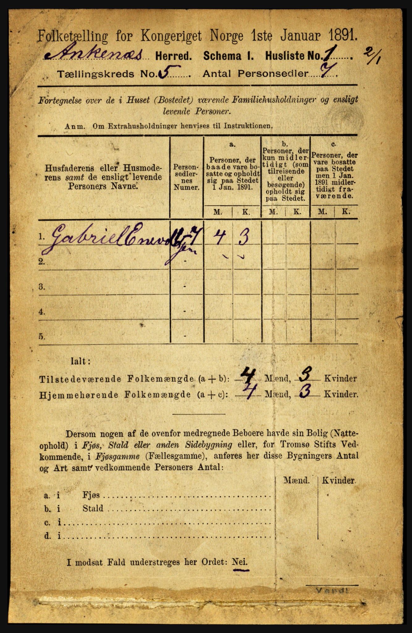 RA, 1891 census for 1855 Ankenes, 1891, p. 2669