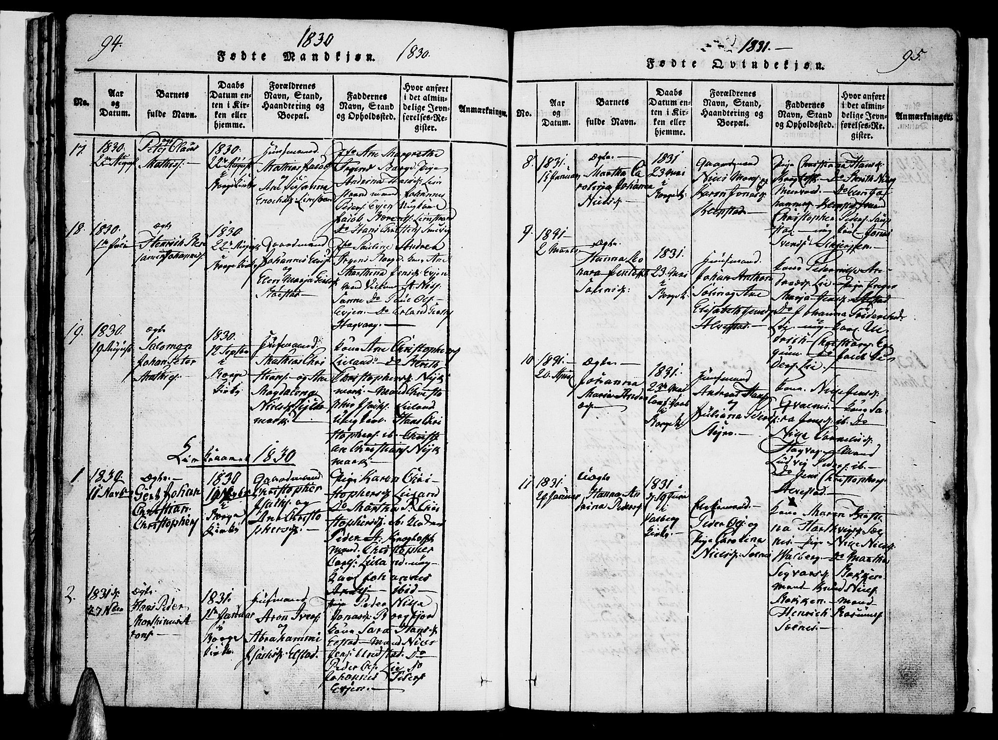 Ministerialprotokoller, klokkerbøker og fødselsregistre - Nordland, SAT/A-1459/880/L1130: Parish register (official) no. 880A04, 1821-1843, p. 94-95