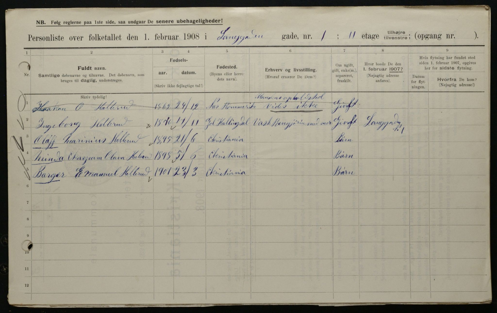 OBA, Municipal Census 1908 for Kristiania, 1908, p. 50621