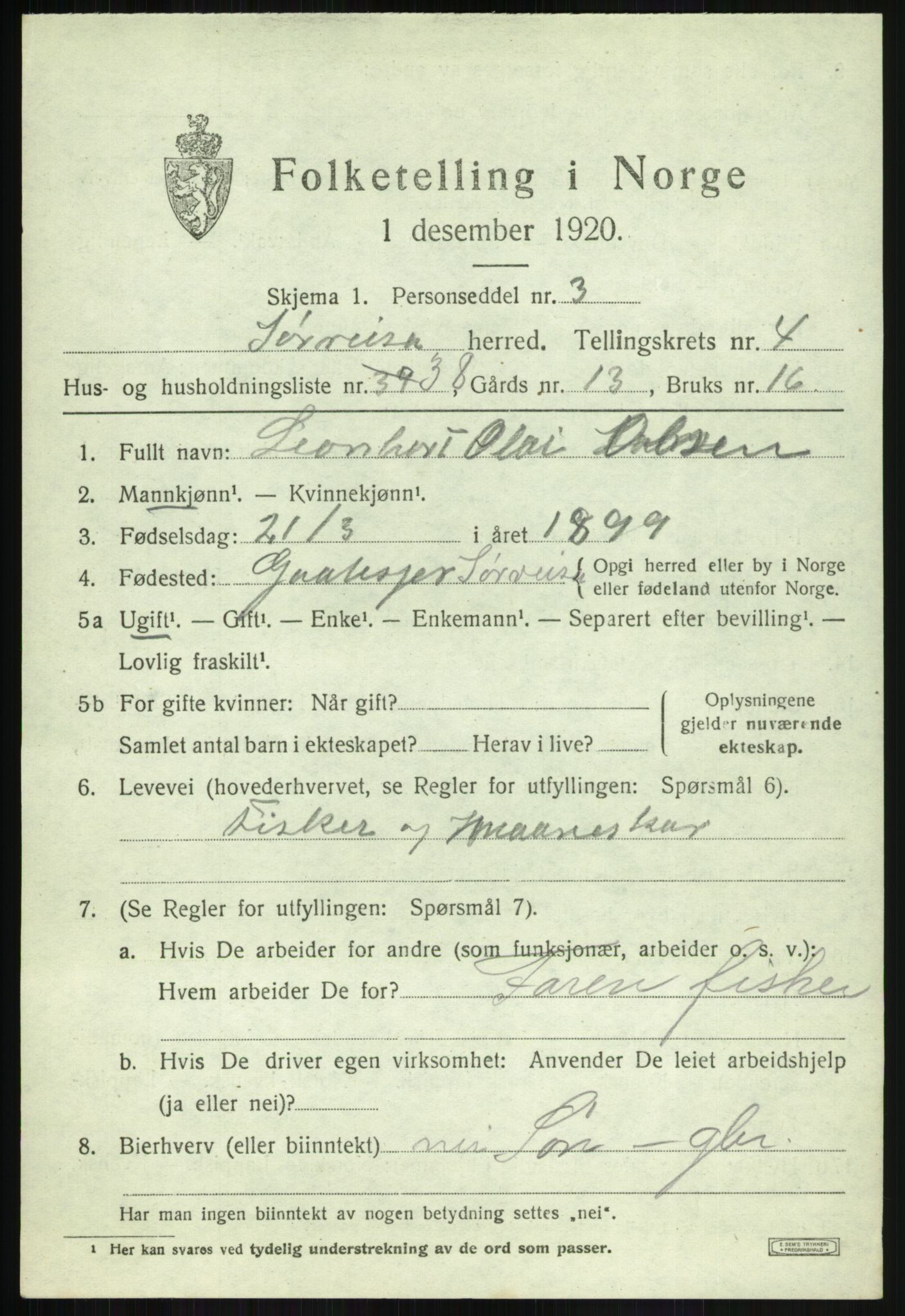 SATØ, 1920 census for Sørreisa, 1920, p. 2282