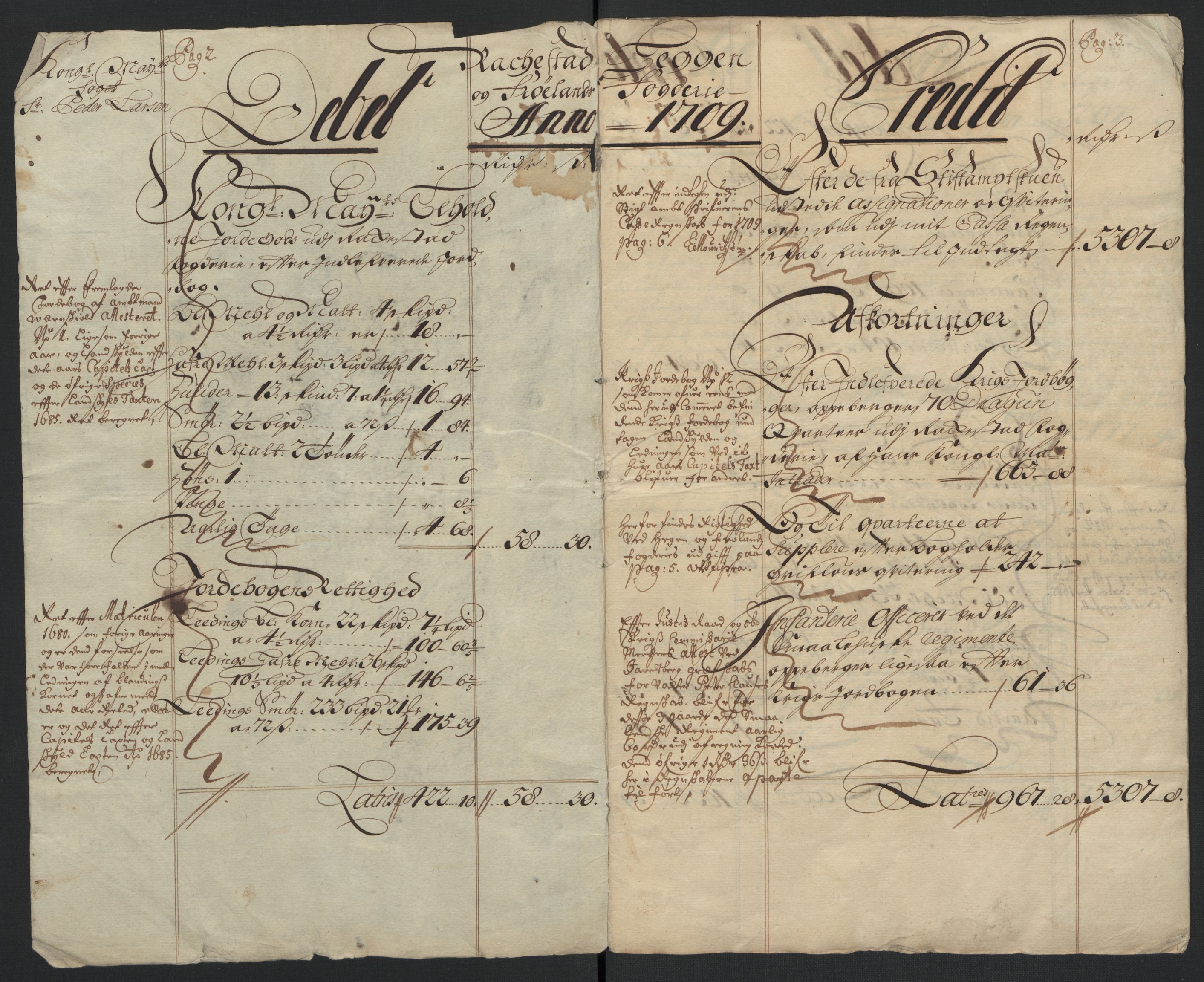 Rentekammeret inntil 1814, Reviderte regnskaper, Fogderegnskap, AV/RA-EA-4092/R07/L0301: Fogderegnskap Rakkestad, Heggen og Frøland, 1709, p. 5