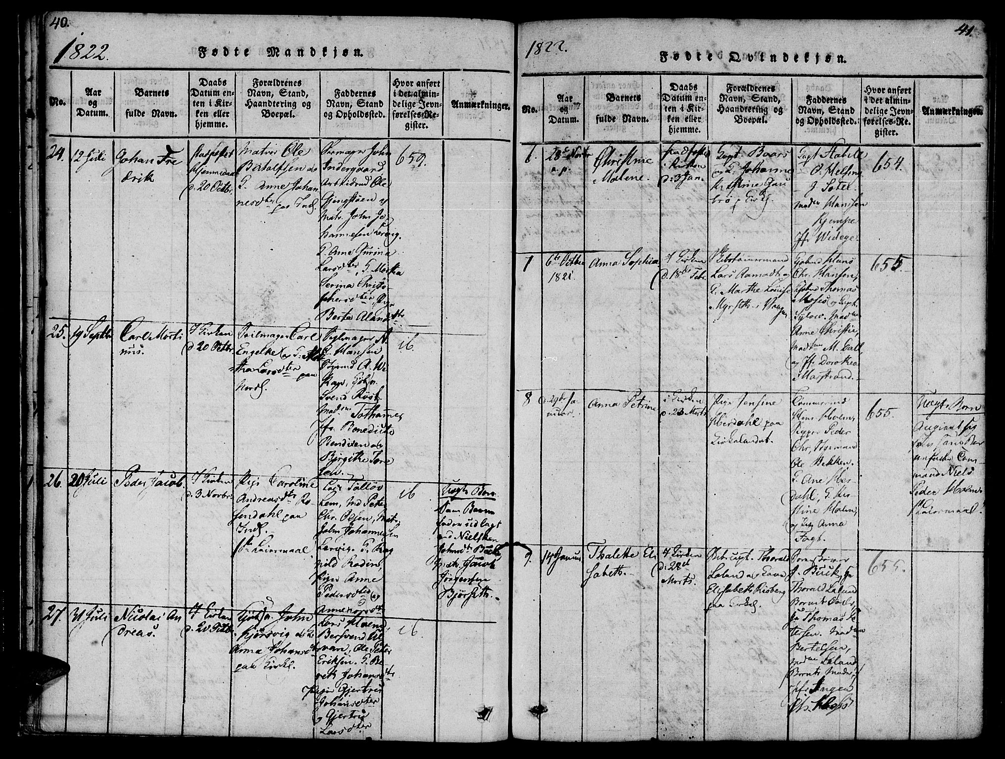 Ministerialprotokoller, klokkerbøker og fødselsregistre - Møre og Romsdal, AV/SAT-A-1454/572/L0842: Parish register (official) no. 572A05, 1819-1832, p. 40-41