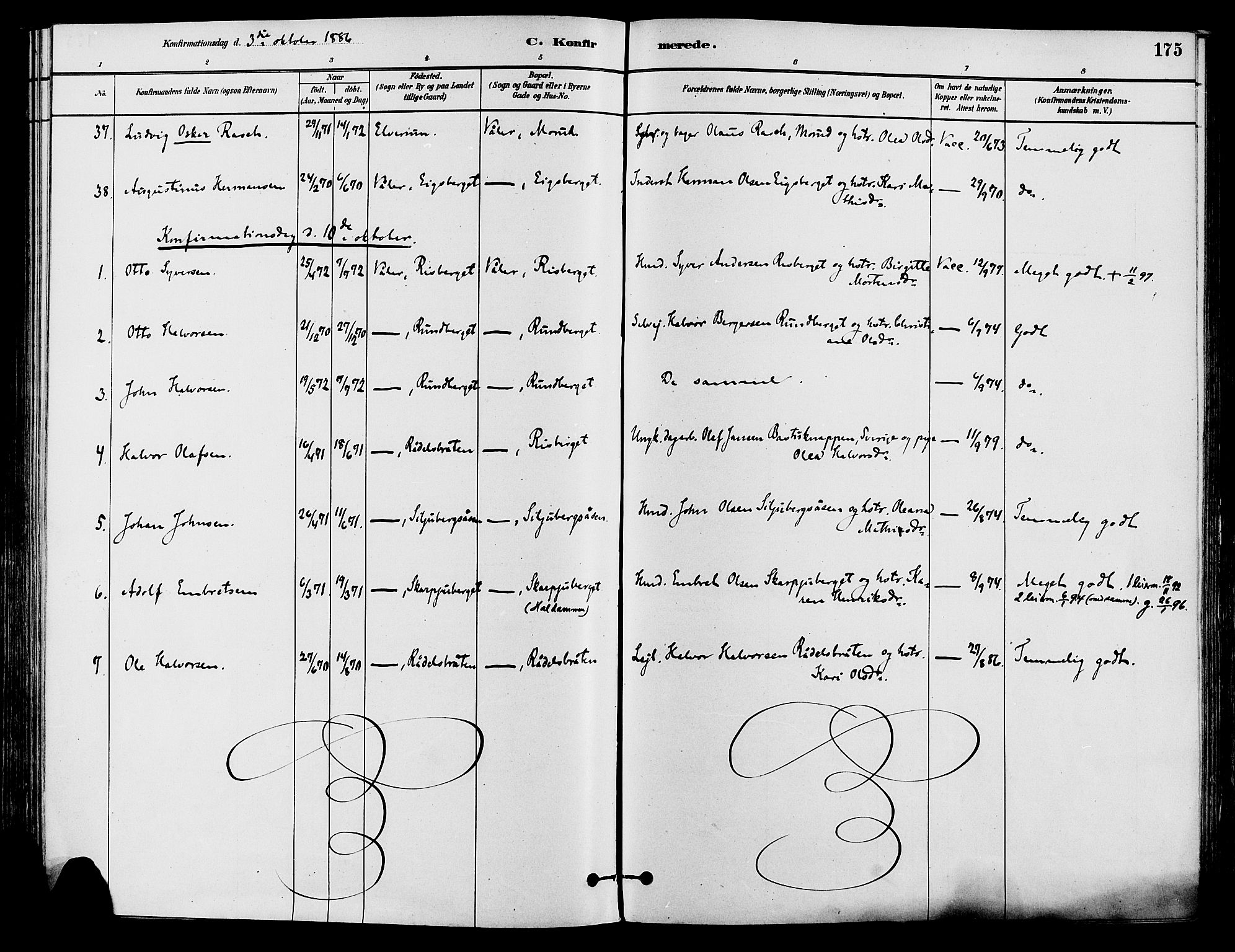 Våler prestekontor, Hedmark, AV/SAH-PREST-040/H/Ha/Haa/L0002: Parish register (official) no. 3, 1879-1911, p. 175