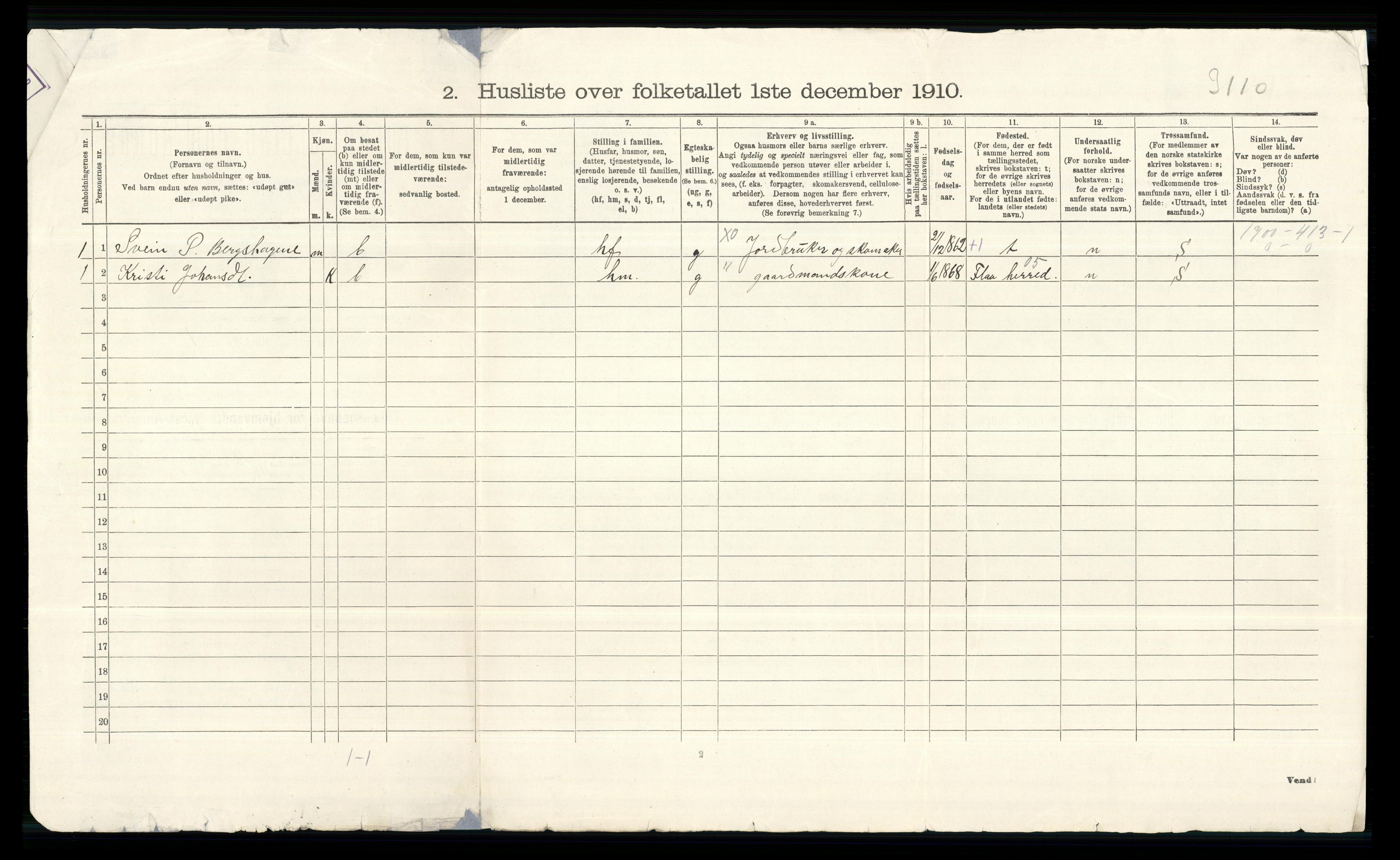 RA, 1910 census for Nes, 1910, p. 35