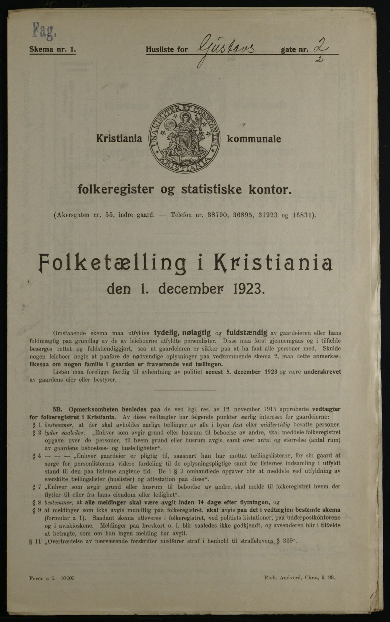 OBA, Municipal Census 1923 for Kristiania, 1923, p. 36300