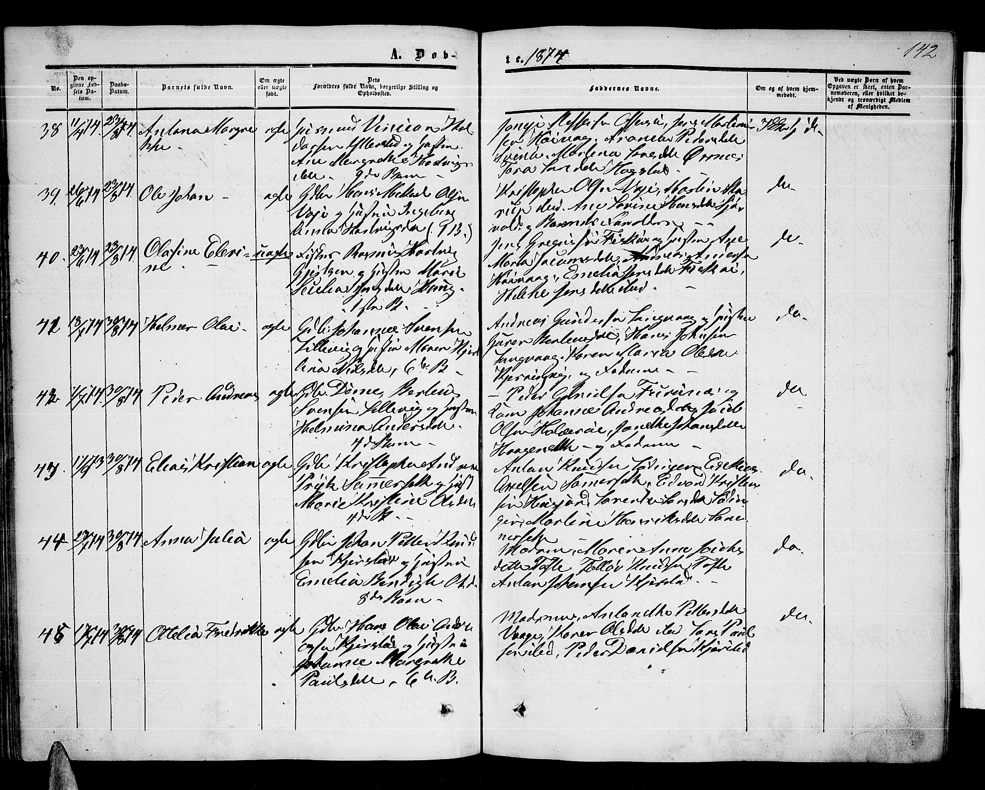 Ministerialprotokoller, klokkerbøker og fødselsregistre - Nordland, AV/SAT-A-1459/872/L1046: Parish register (copy) no. 872C02, 1852-1879, p. 142