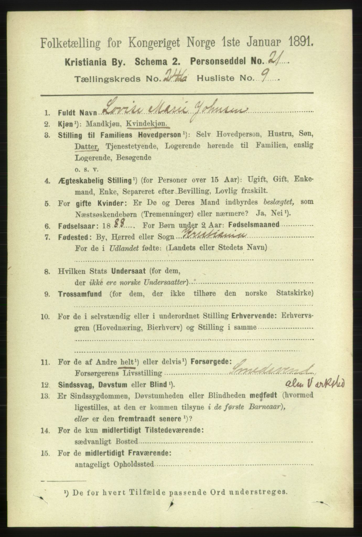 RA, 1891 census for 0301 Kristiania, 1891, p. 150092