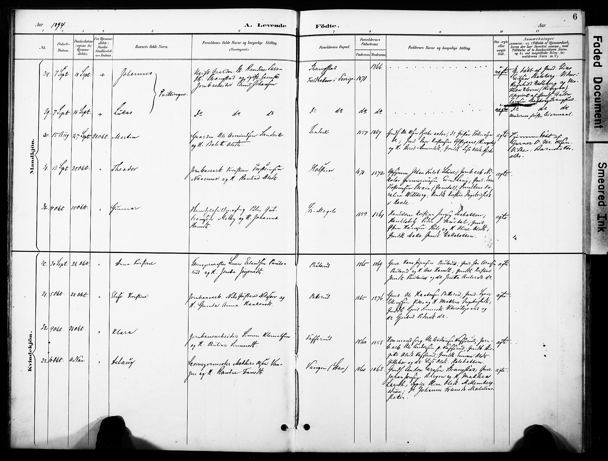 Øyer prestekontor, AV/SAH-PREST-084/H/Ha/Haa/L0011: Parish register (official) no. 11, 1894-1905, p. 6