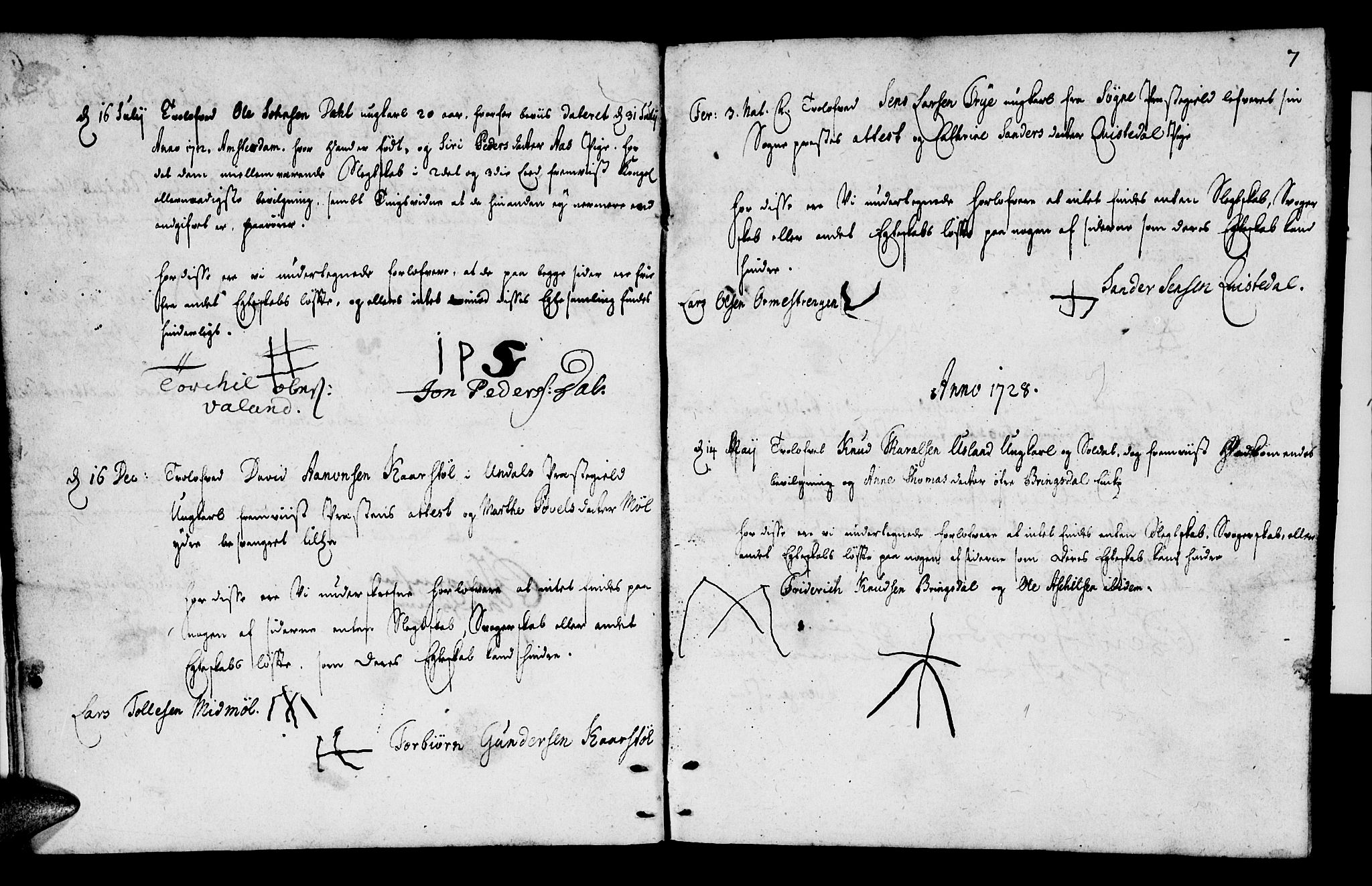 Mandal sokneprestkontor, SAK/1111-0030/F/Fa/Fab/L0001: Parish register (official) no. A 1, 1720-1793, p. 7