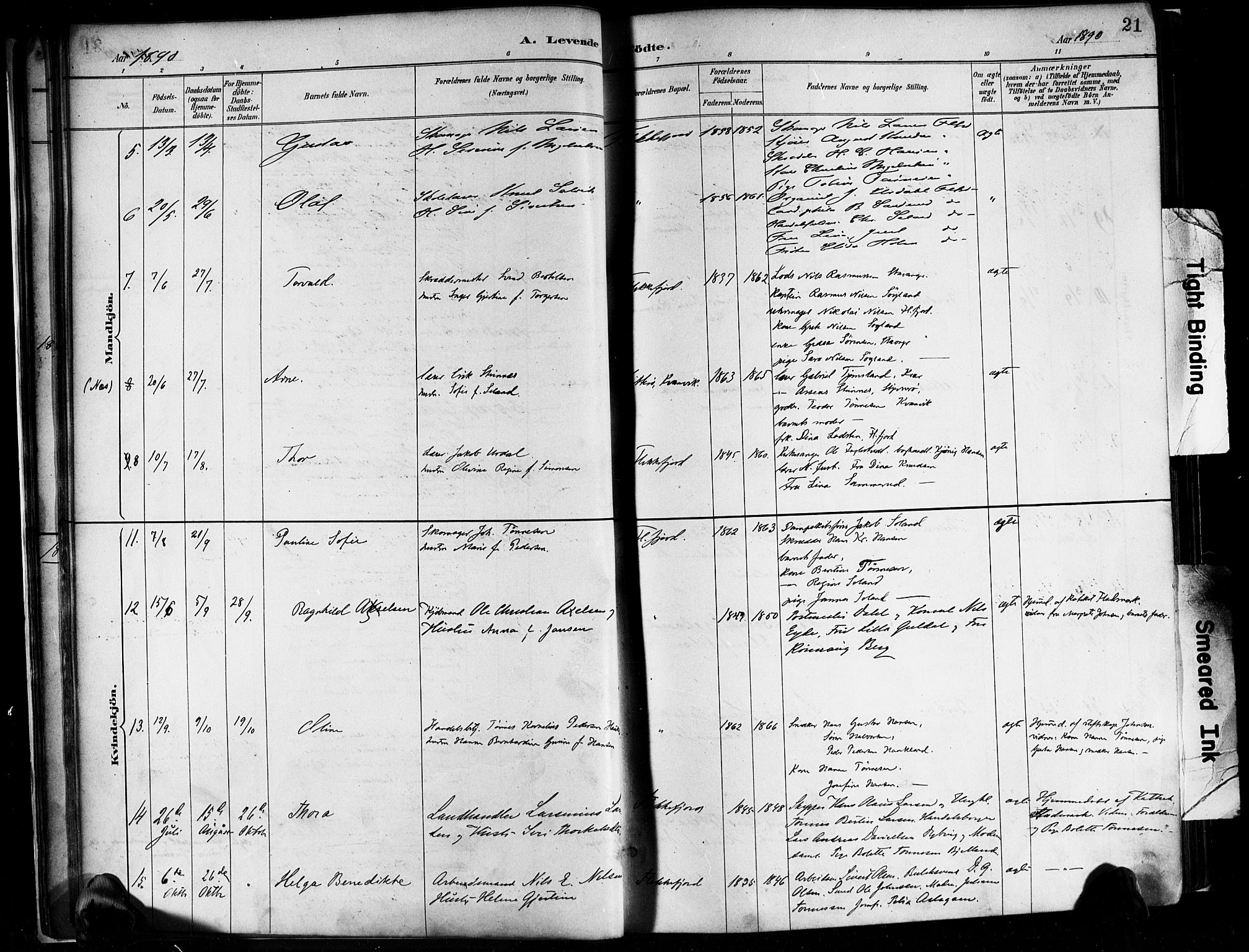 Flekkefjord sokneprestkontor, AV/SAK-1111-0012/F/Fa/Faa/L0001: Parish register (official) no. A 1, 1885-1900, p. 21