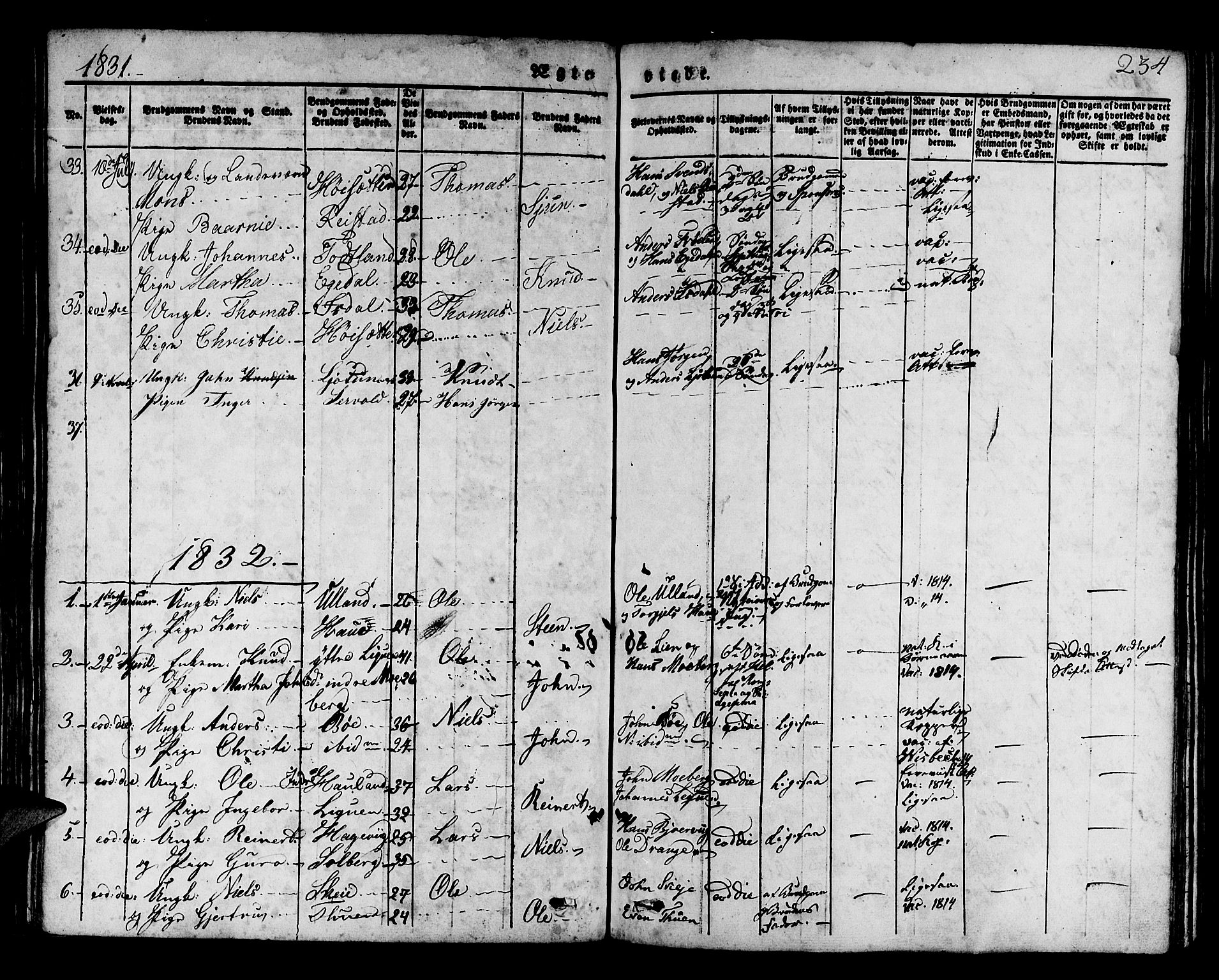 Os sokneprestembete, SAB/A-99929: Parish register (official) no. A 14, 1826-1839, p. 234
