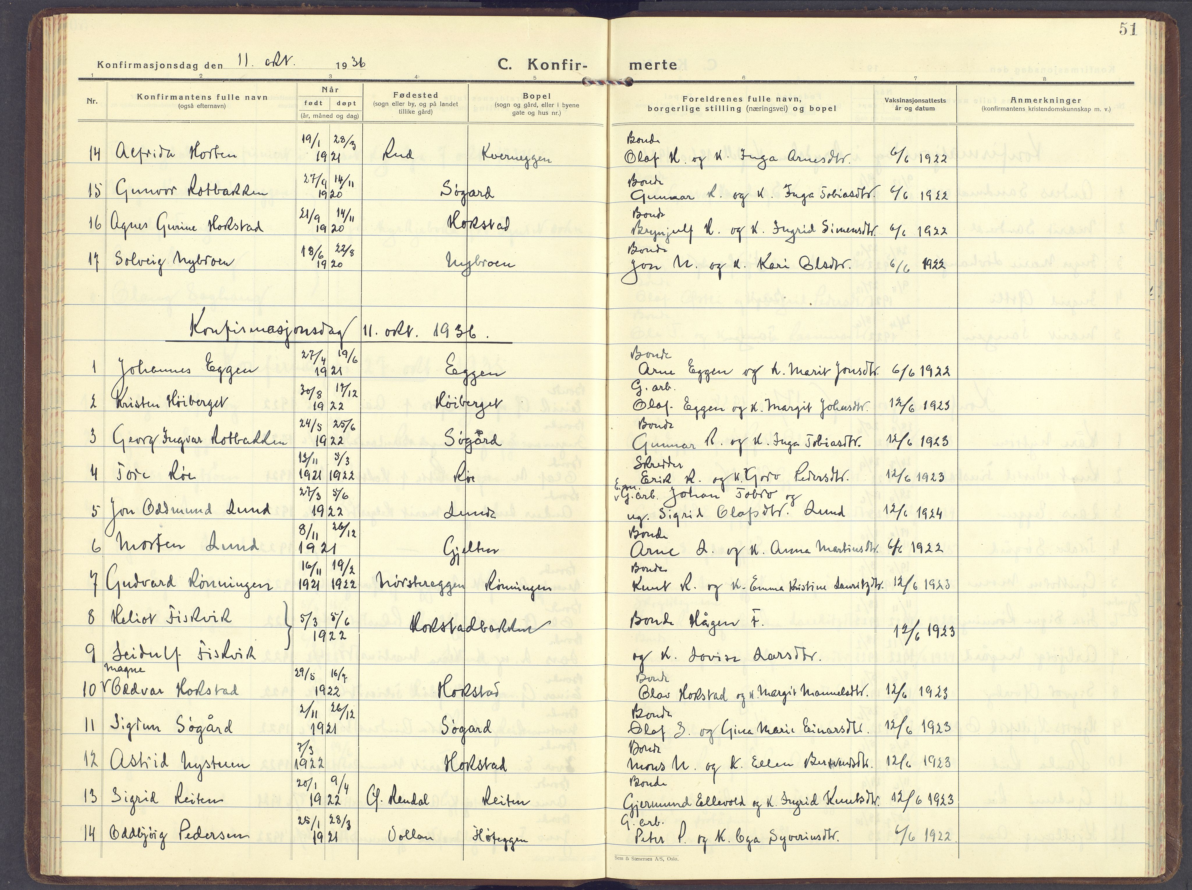 Tynset prestekontor, AV/SAH-PREST-058/H/Ha/Haa/L0029: Parish register (official) no. 29, 1930-1946, p. 51