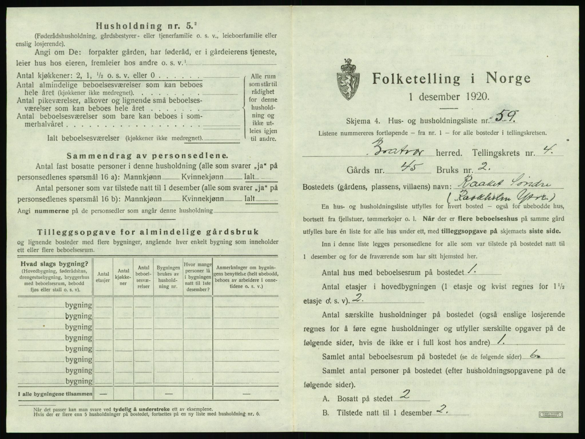 SAT, 1920 census for Brattvær, 1920, p. 306