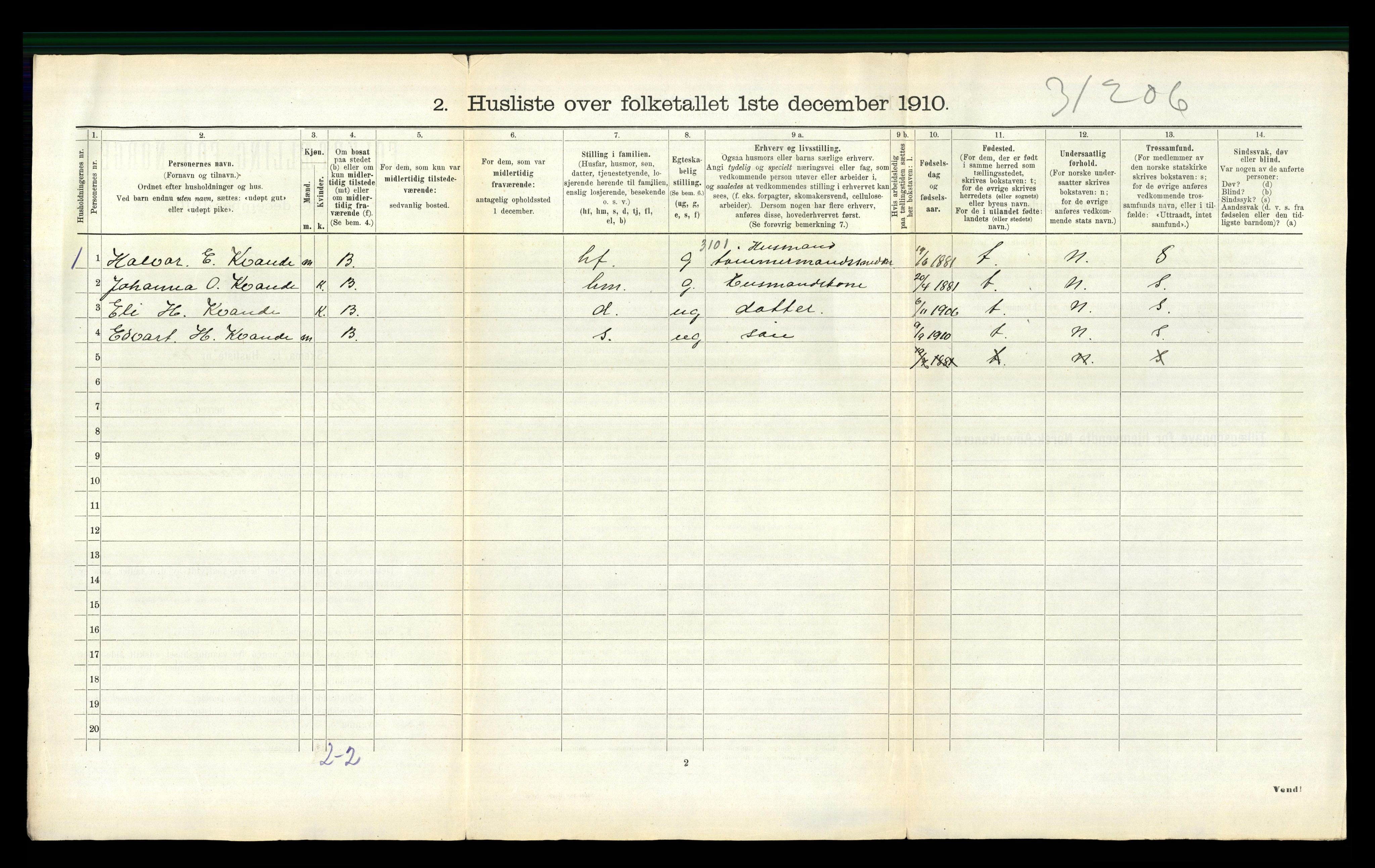 RA, 1910 census for Stangvik, 1910, p. 419