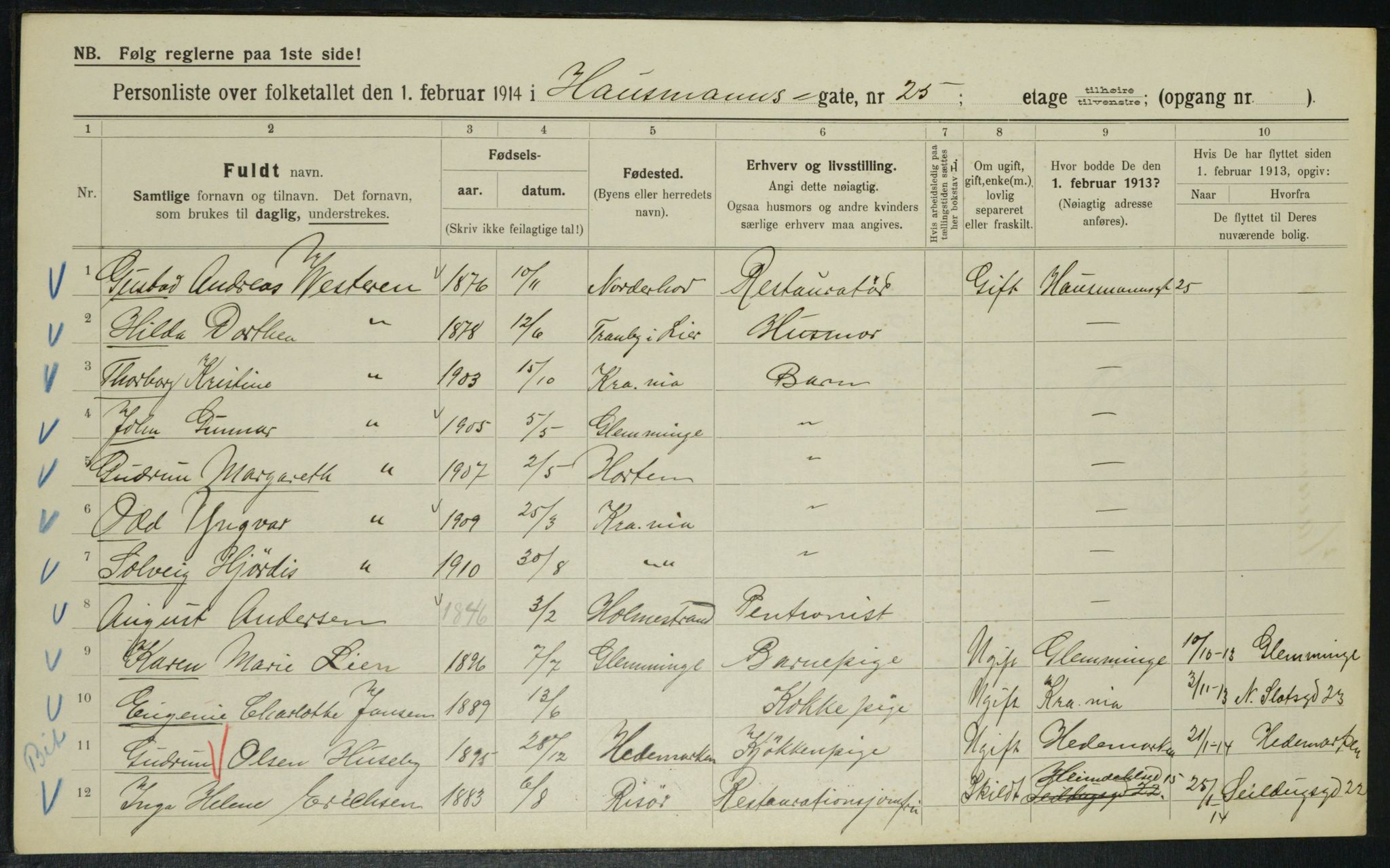 OBA, Municipal Census 1914 for Kristiania, 1914, p. 35557