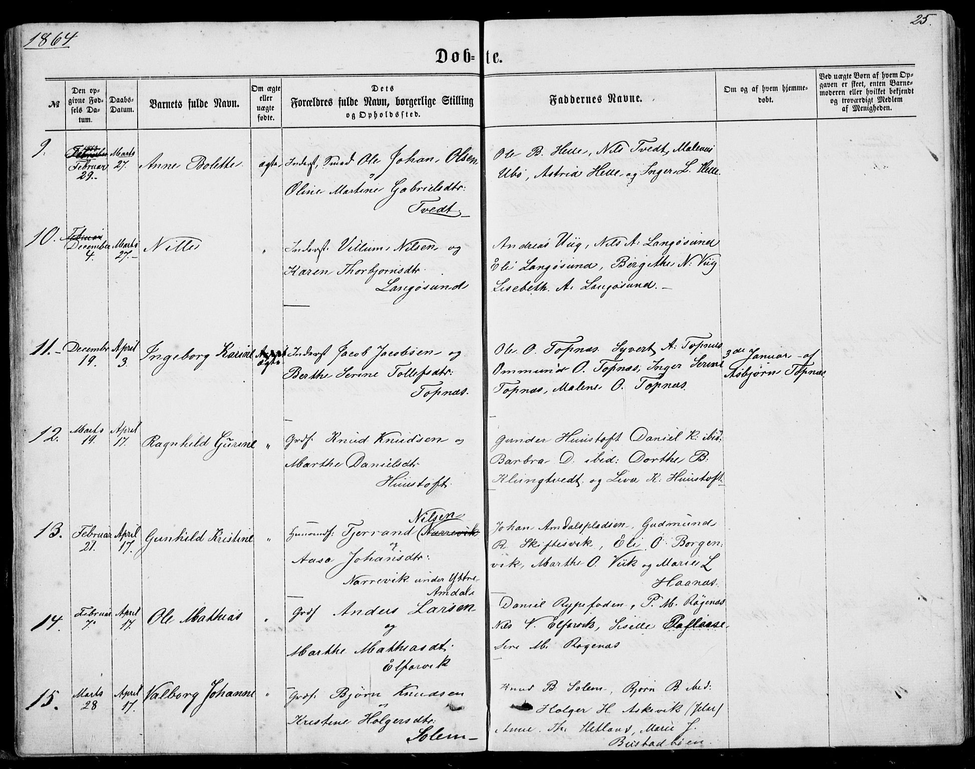 Nedstrand sokneprestkontor, AV/SAST-A-101841/01/IV: Parish register (official) no. A 9, 1861-1876, p. 25