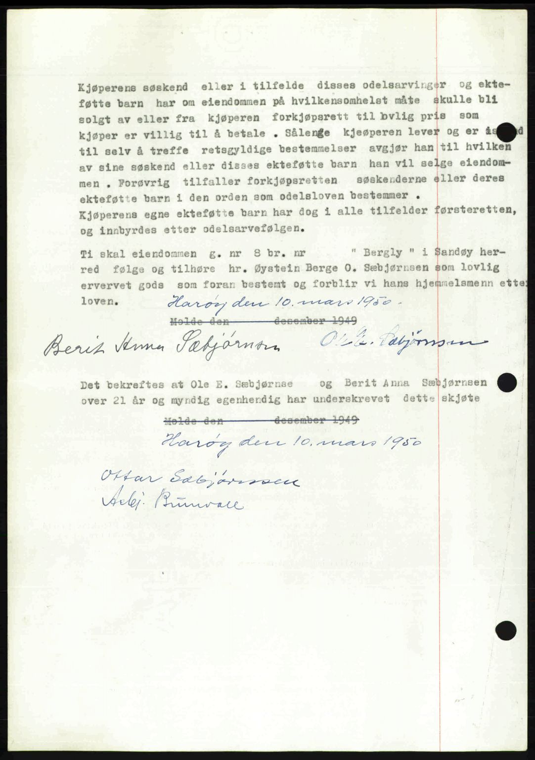 Romsdal sorenskriveri, SAT/A-4149/1/2/2C: Mortgage book no. A33, 1950-1950, Diary no: : 1100/1950