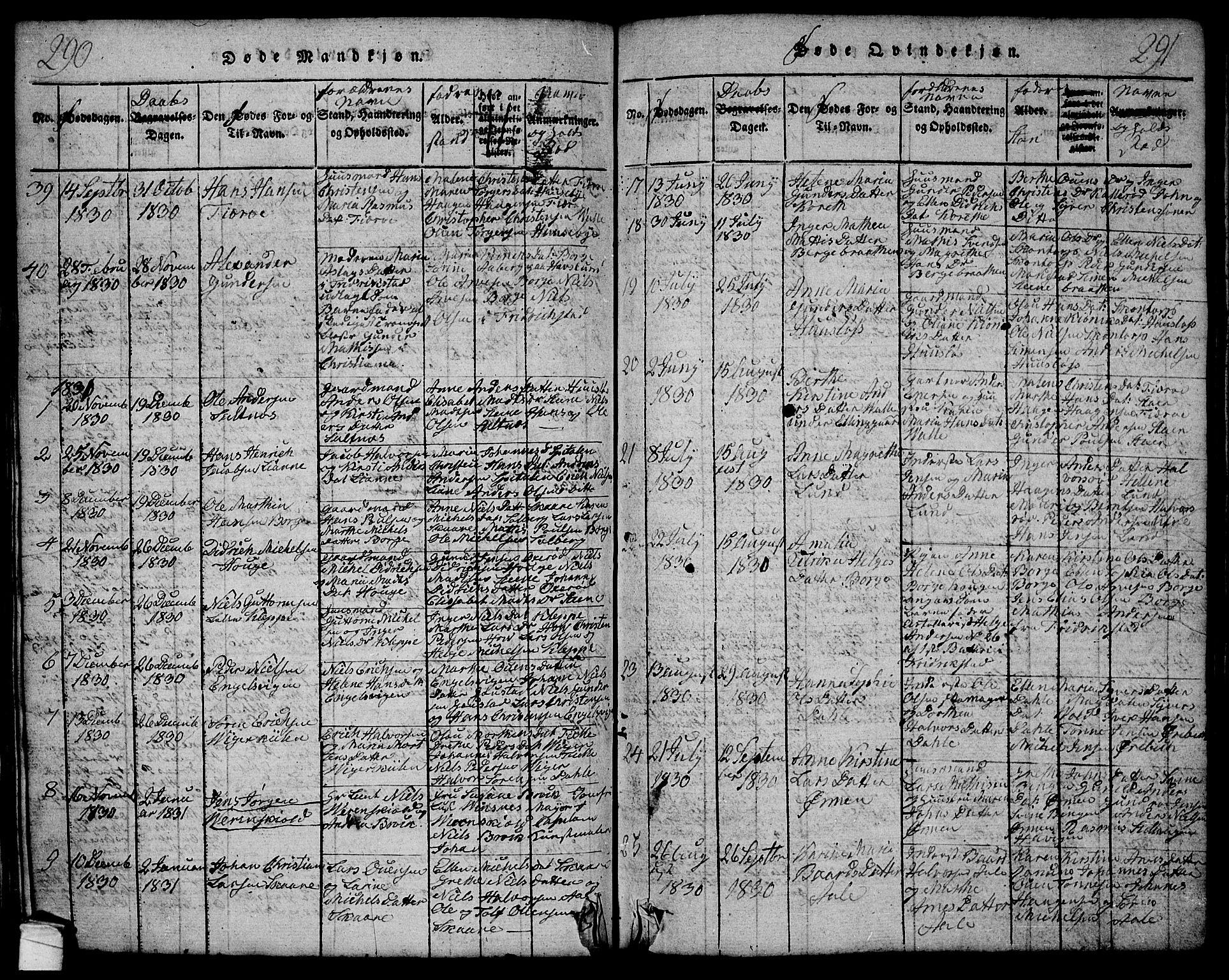 Onsøy prestekontor Kirkebøker, SAO/A-10914/G/Ga/L0001: Parish register (copy) no. I 1, 1814-1840, p. 290-291