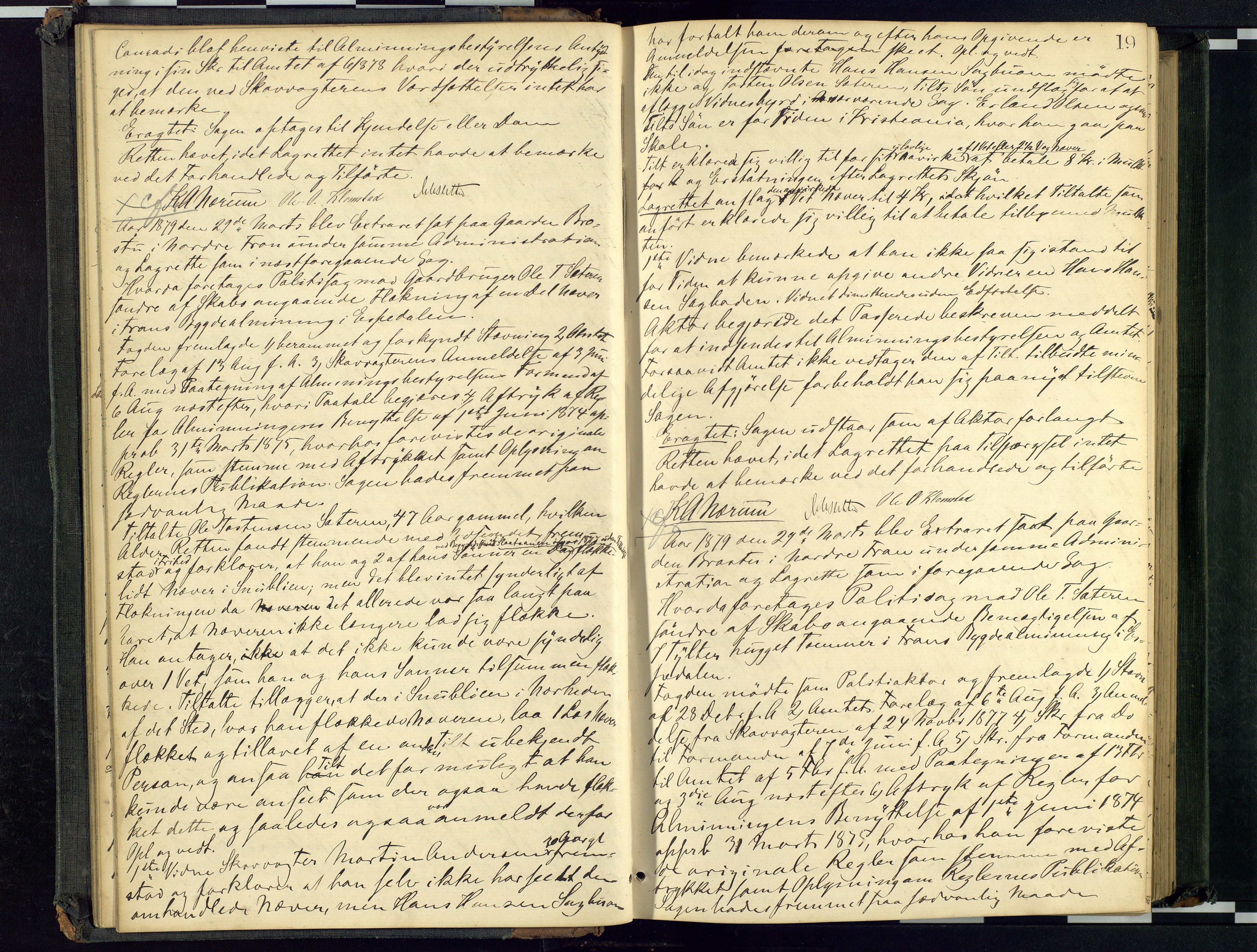 Mellom-Gudbrandsdal sorenskriveri, AV/SAH-TING-038/G/Gc/Gca/L0015: Ekstrarettsprotokoll, 1879-1884, p. 19