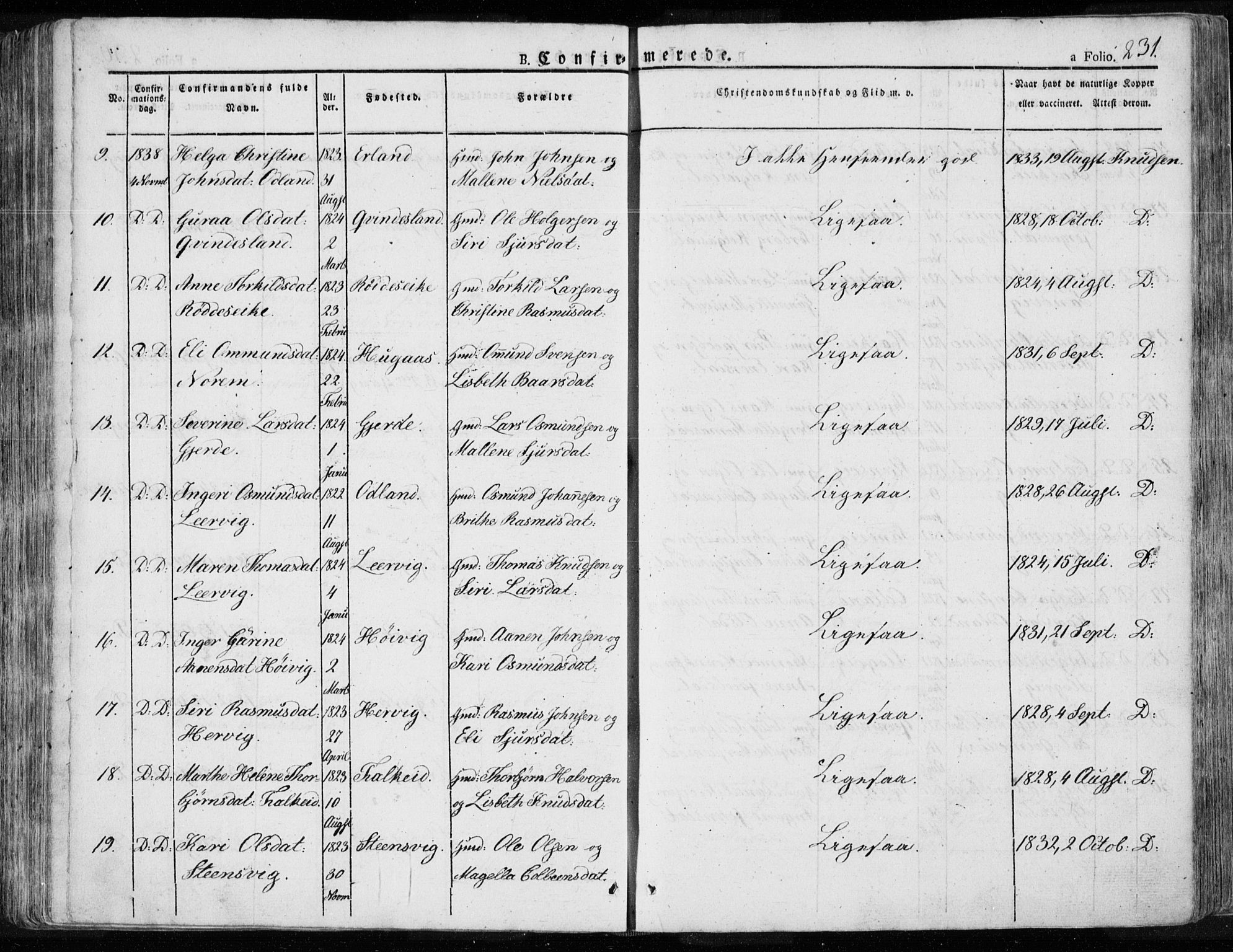 Tysvær sokneprestkontor, AV/SAST-A -101864/H/Ha/Haa/L0001: Parish register (official) no. A 1.1, 1831-1856, p. 231