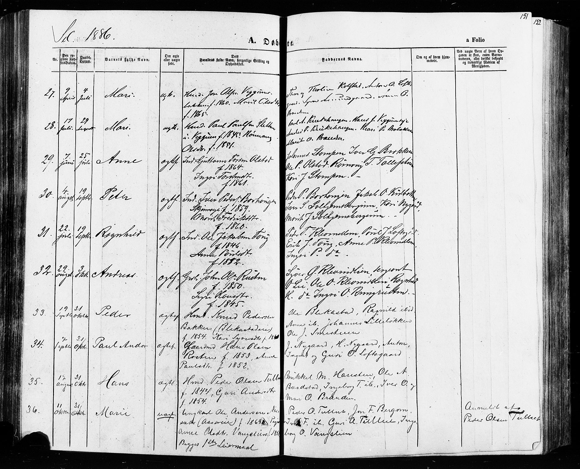 Vågå prestekontor, AV/SAH-PREST-076/H/Ha/Haa/L0007: Parish register (official) no. 7 /3, 1872-1886, p. 151