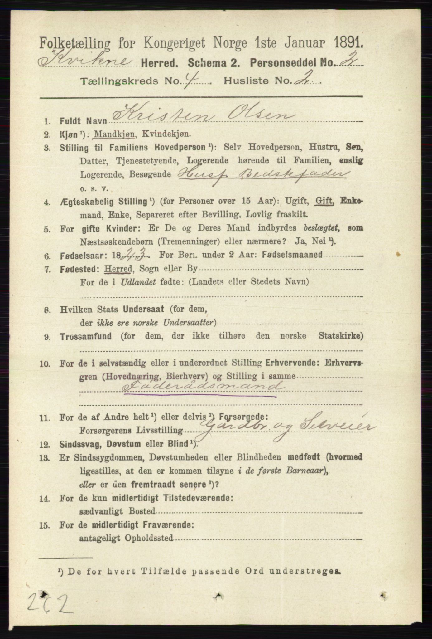 RA, 1891 census for 0440 Kvikne, 1891, p. 976