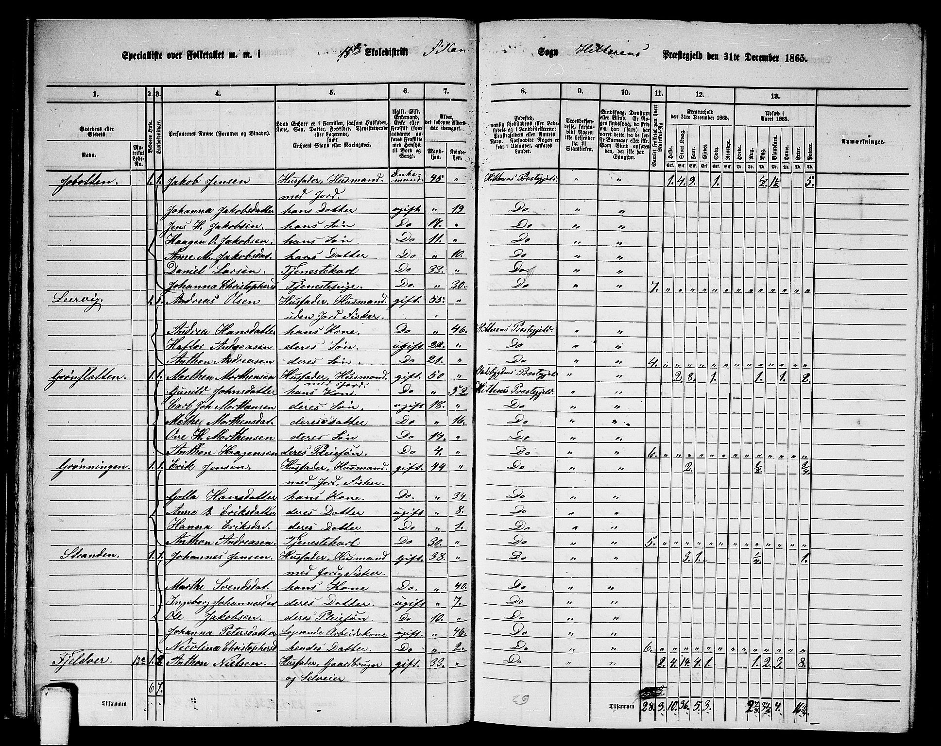 RA, 1865 census for Hitra, 1865, p. 40