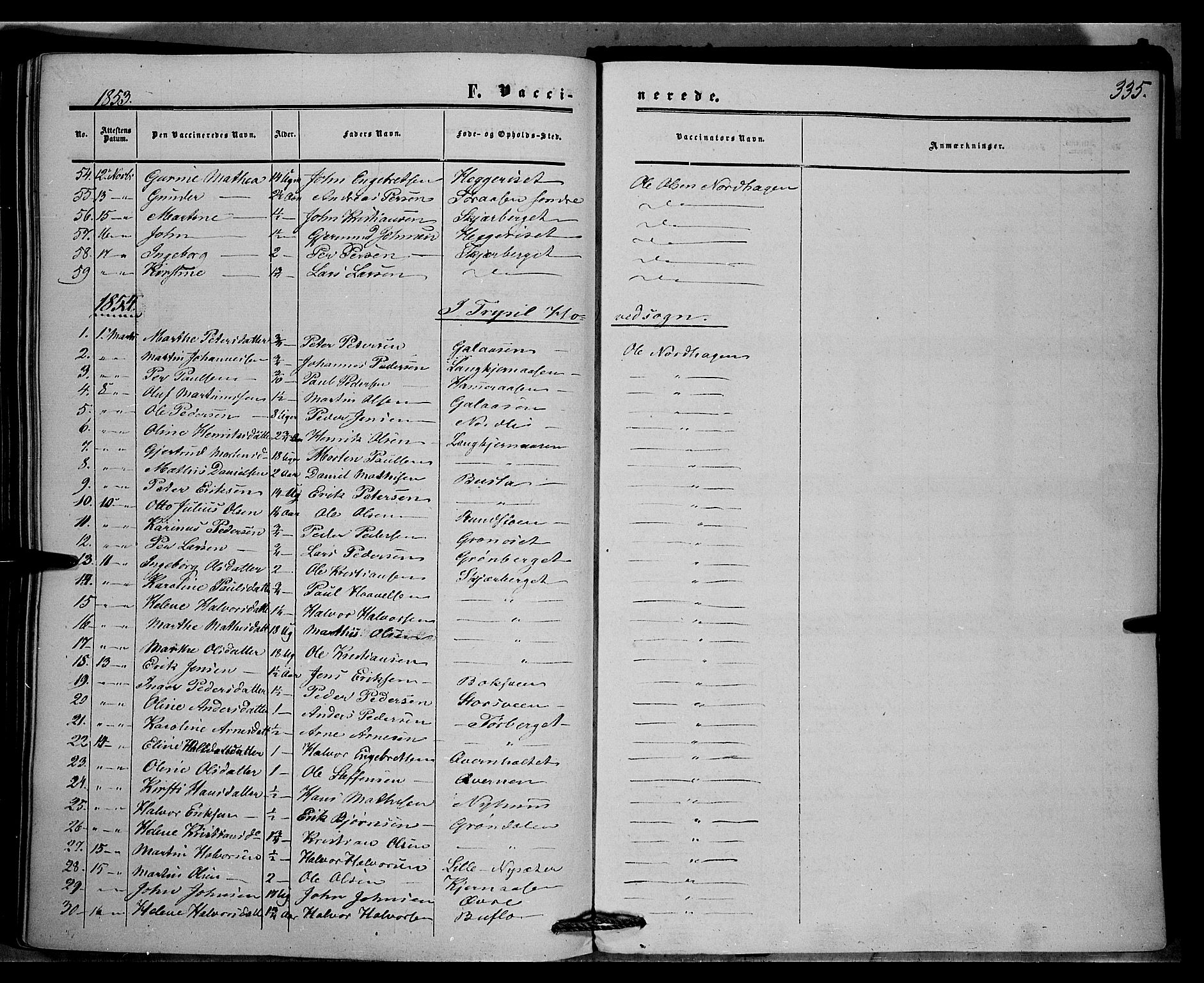 Trysil prestekontor, AV/SAH-PREST-046/H/Ha/Haa/L0005: Parish register (official) no. 5, 1851-1865, p. 335