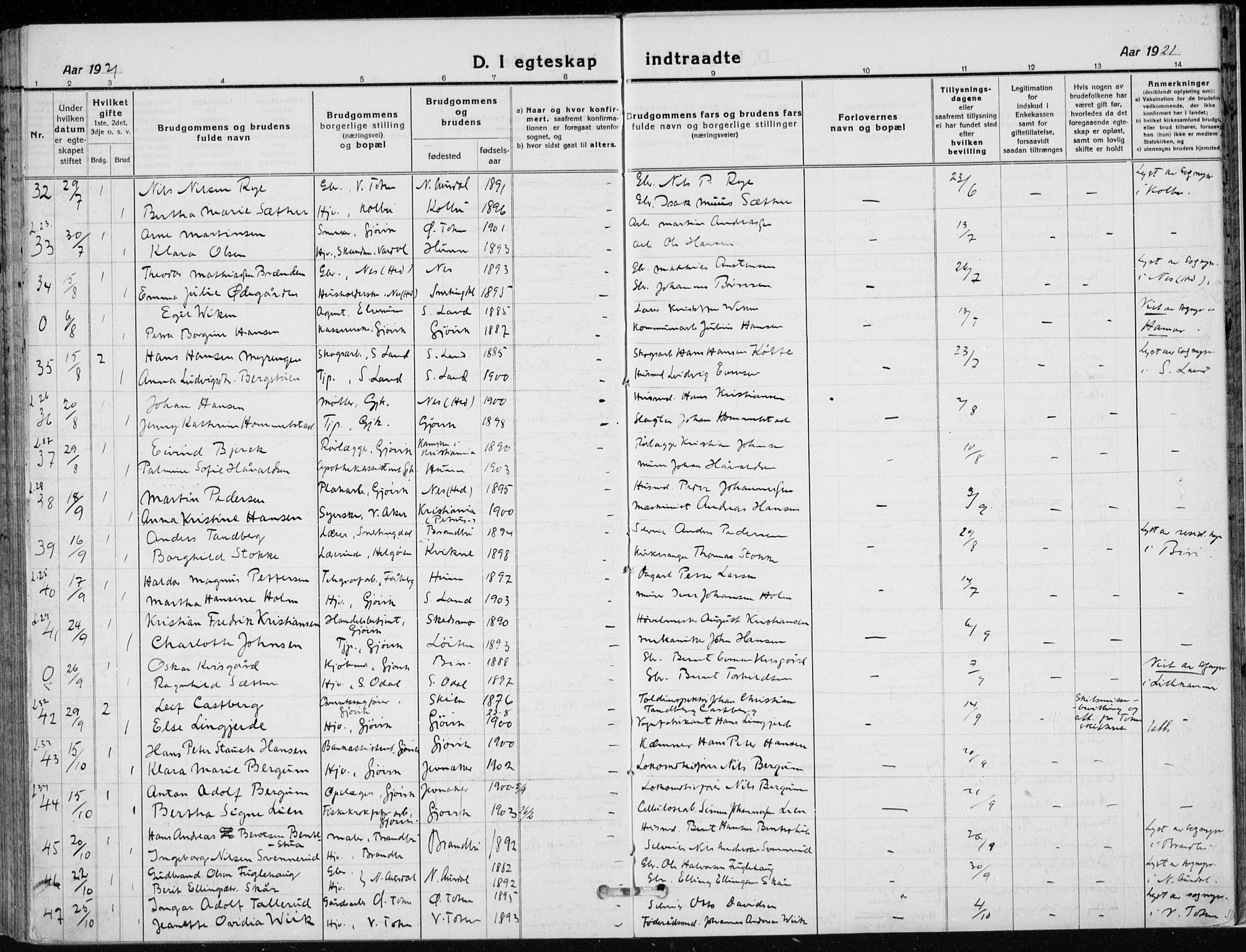 Vardal prestekontor, SAH/PREST-100/H/Ha/Haa/L0014: Parish register (official) no. 14, 1912-1922