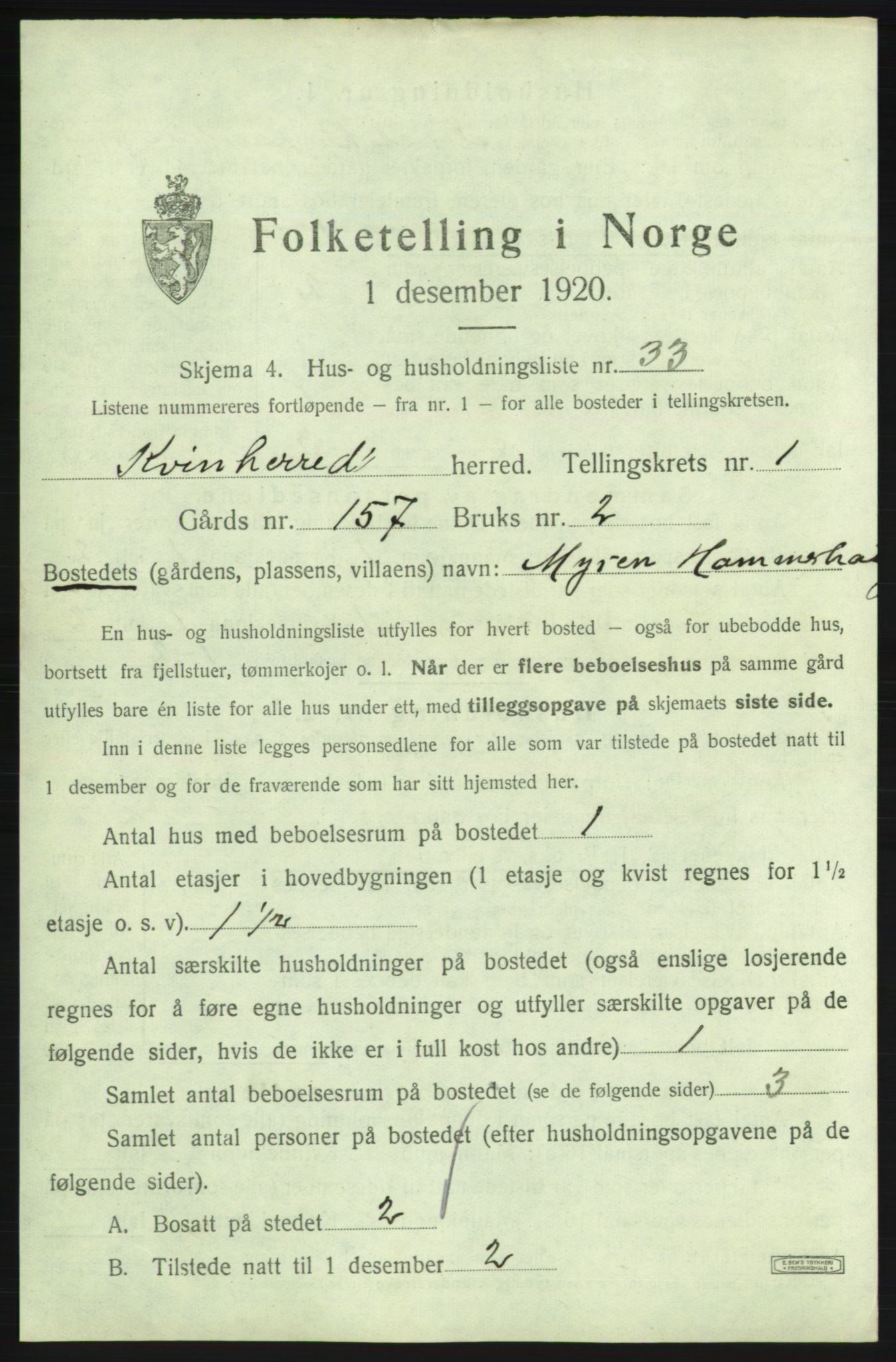 SAB, 1920 census for Kvinnherad, 1920, p. 202