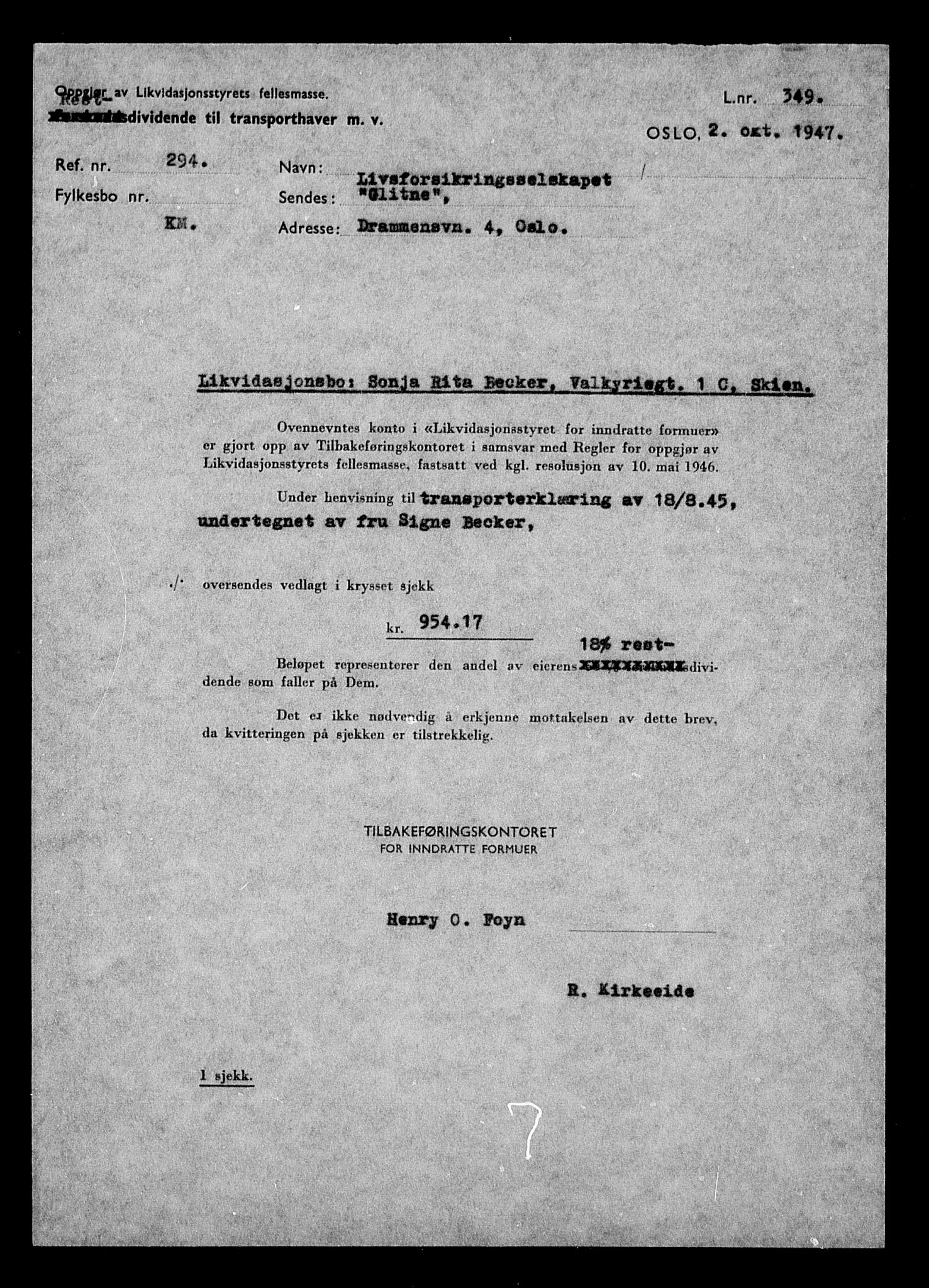 Justisdepartementet, Tilbakeføringskontoret for inndratte formuer, AV/RA-S-1564/H/Hc/Hcd/L0991: --, 1945-1947, p. 32