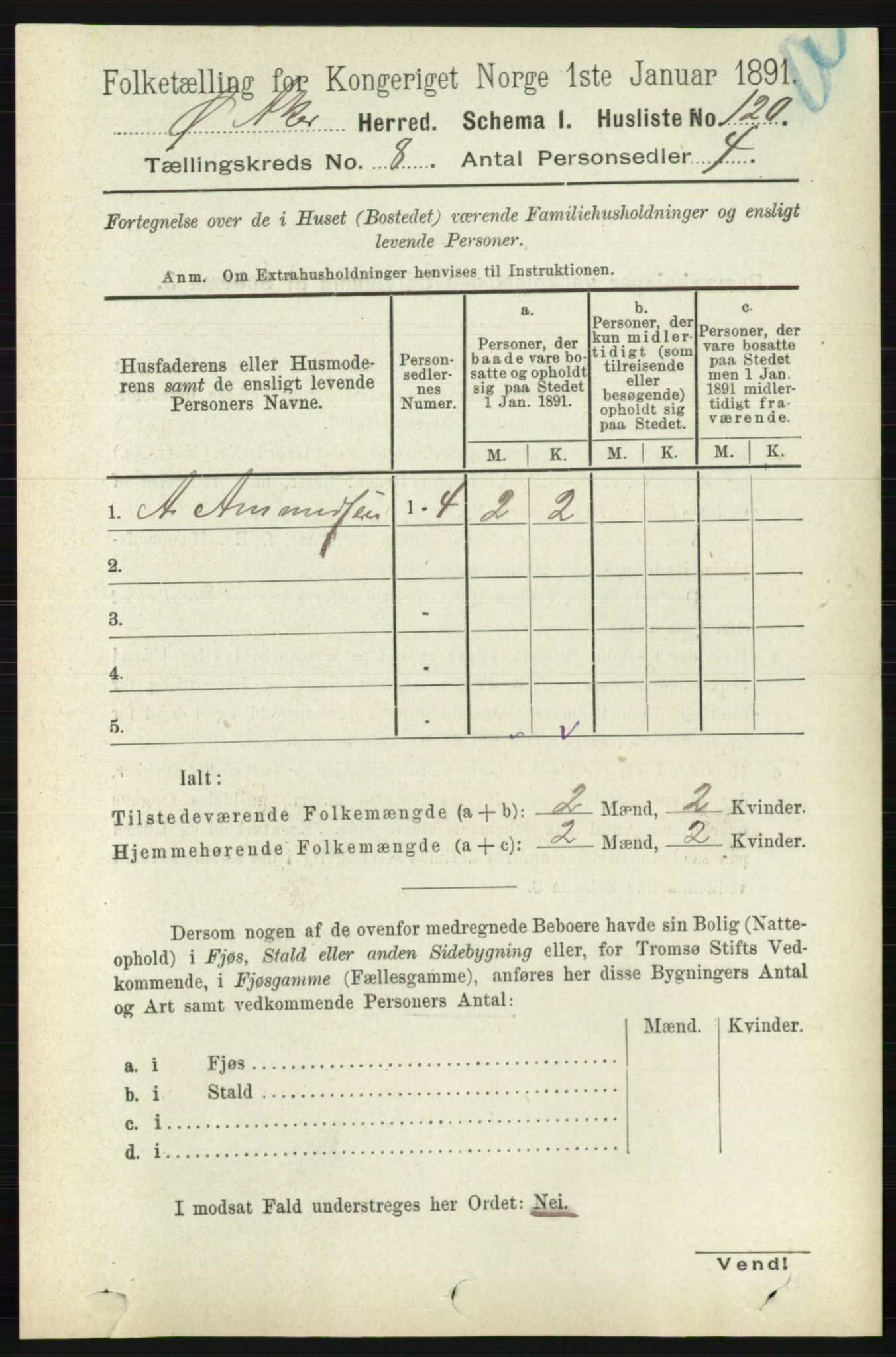 RA, 1891 census for 0218 Aker, 1891, p. 7224