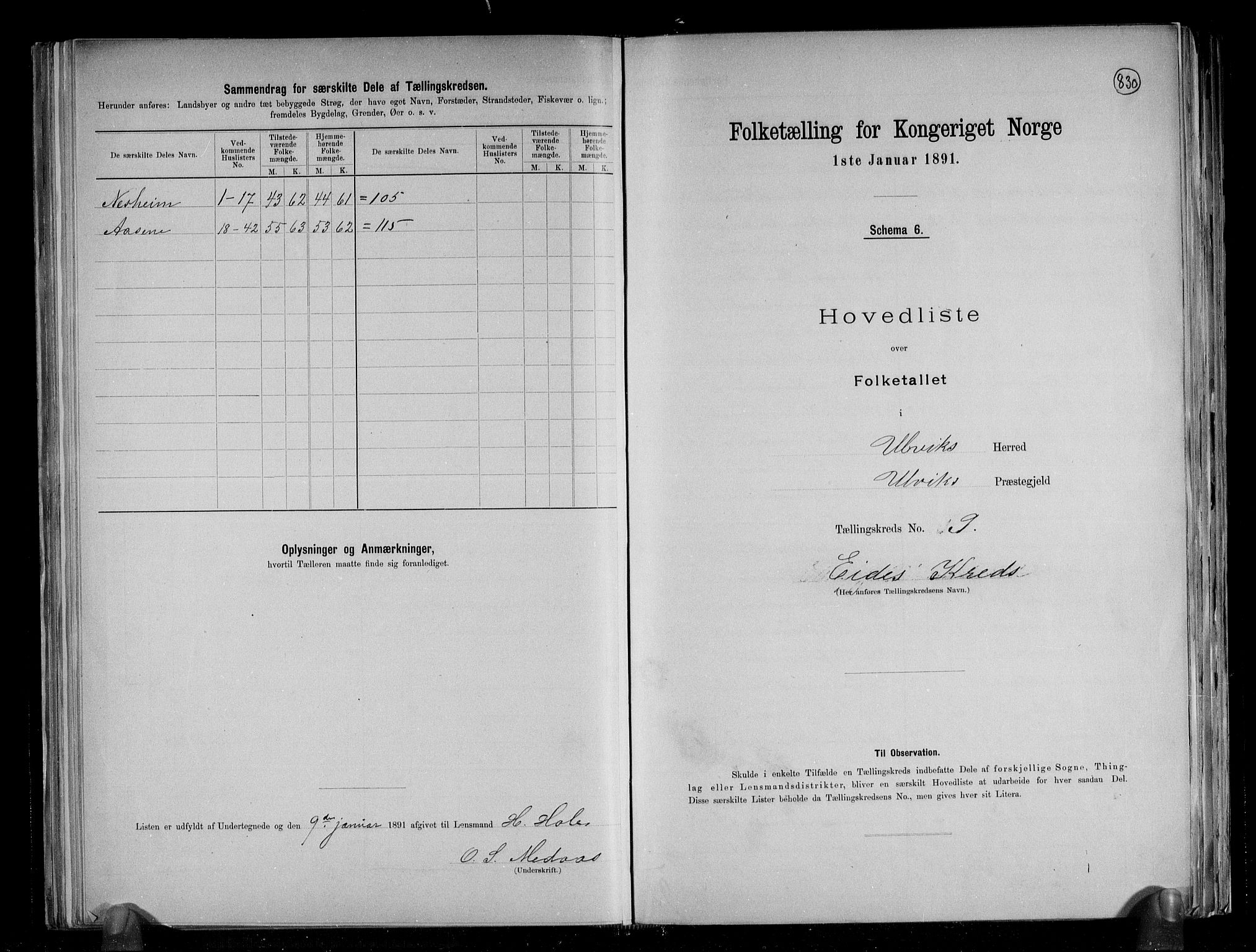 RA, 1891 census for 1233 Ulvik, 1891, p. 25