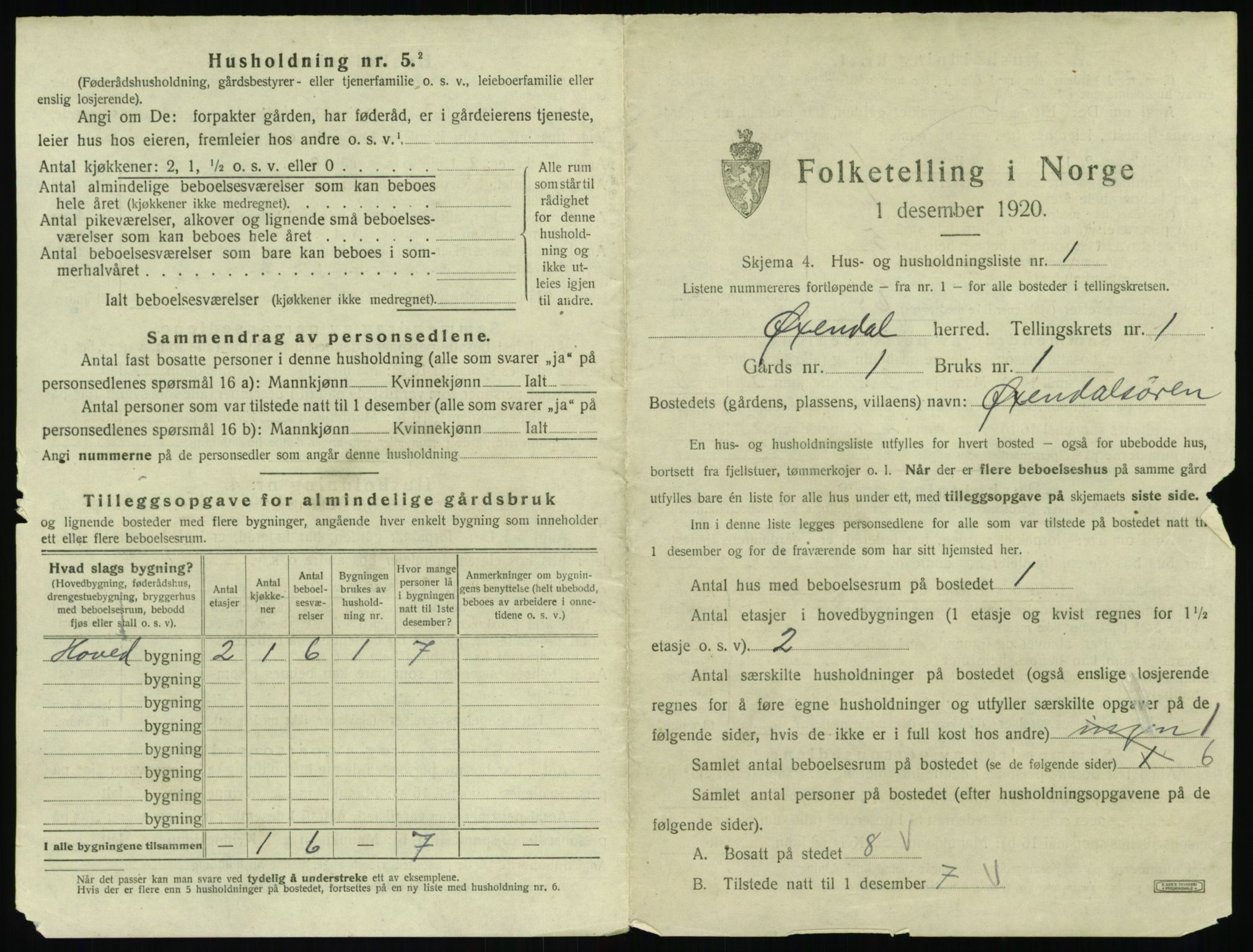 SAT, 1920 census for Øksendal, 1920, p. 25