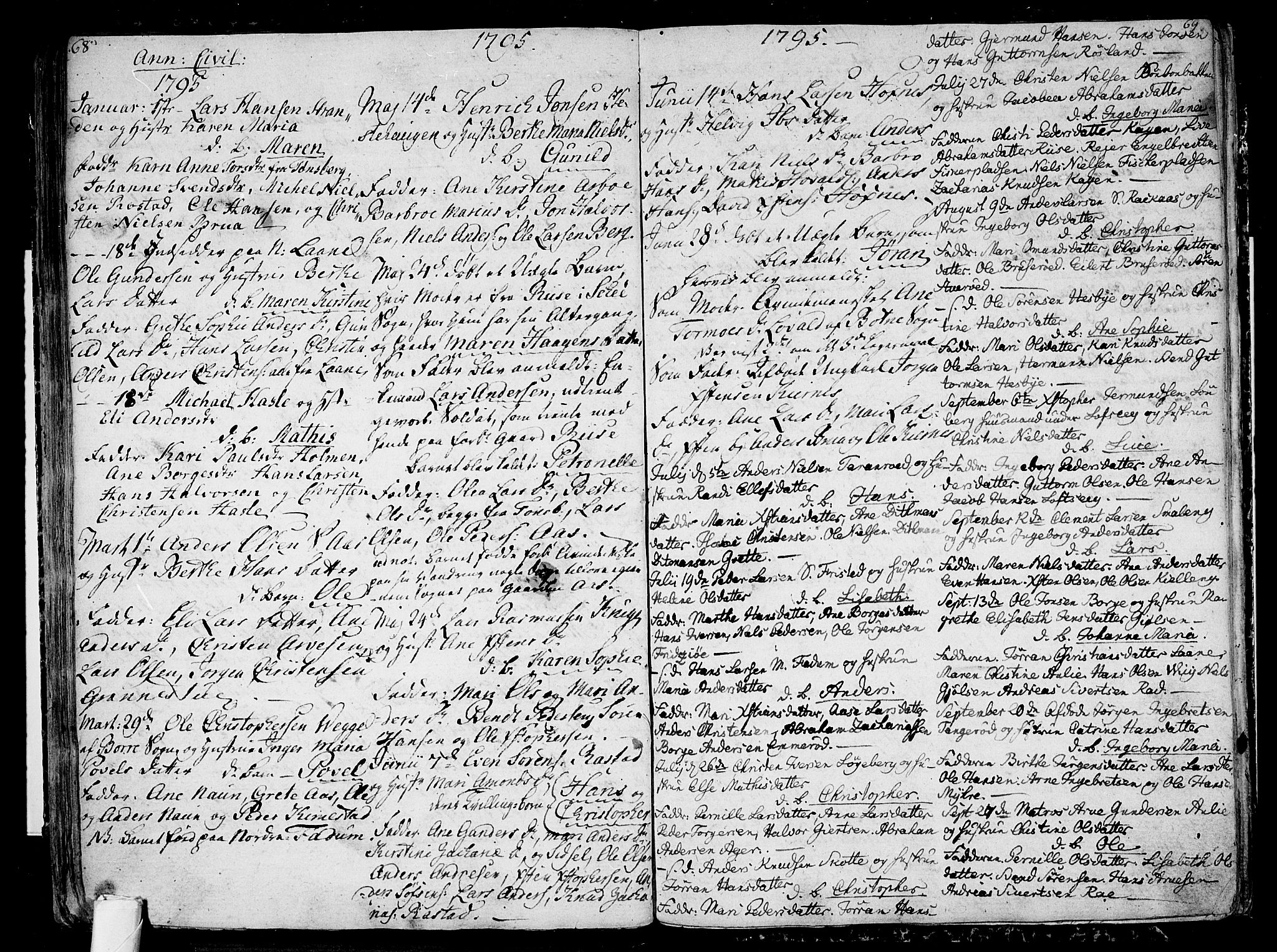 Sem kirkebøker, AV/SAKO-A-5/F/Fa/L0002: Parish register (official) no. I 2, 1764-1798, p. 68-69