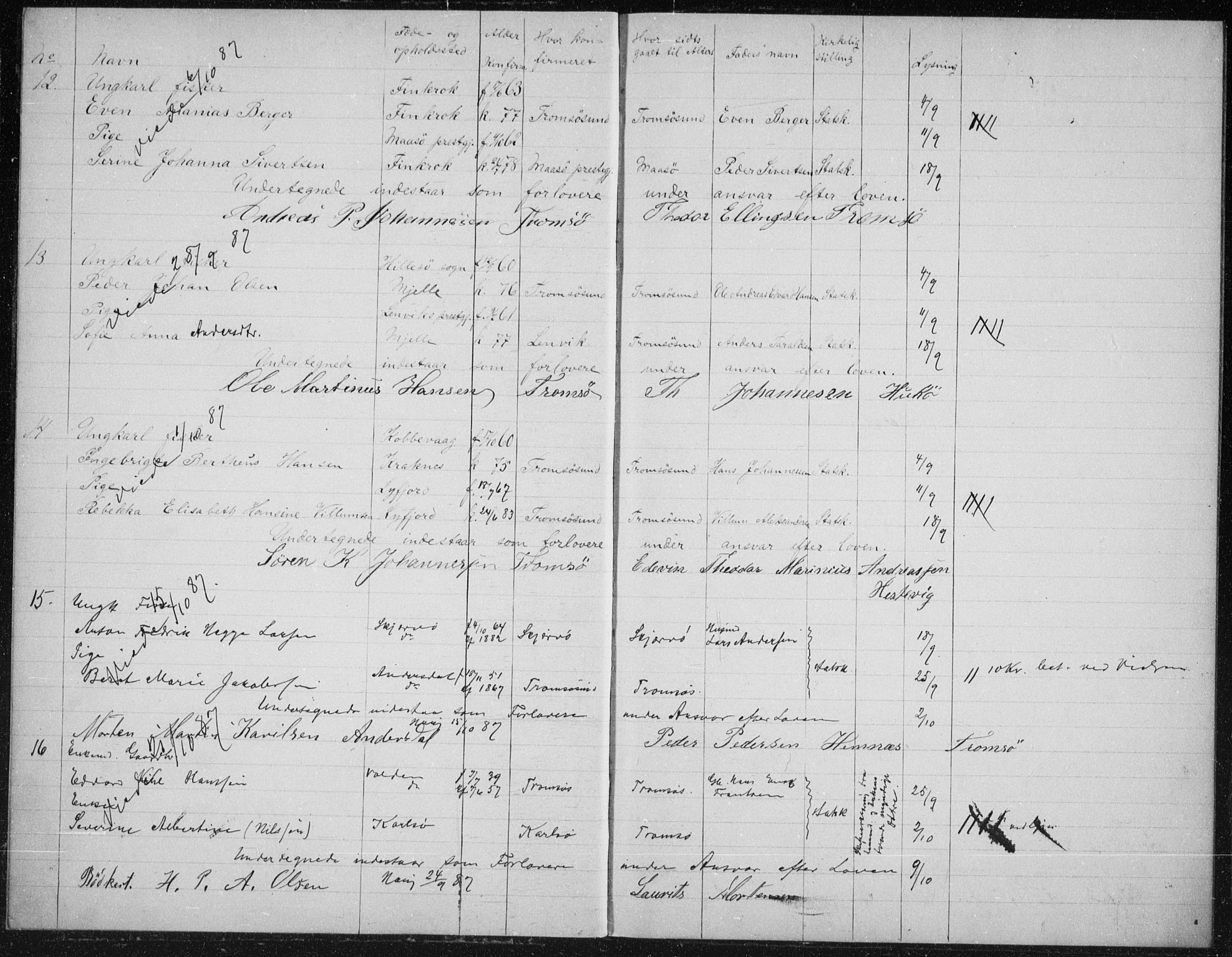 Tromsøysund sokneprestkontor, AV/SATØ-S-1304/H/Hc/L0057: Banns register no. 57, 1887-1894