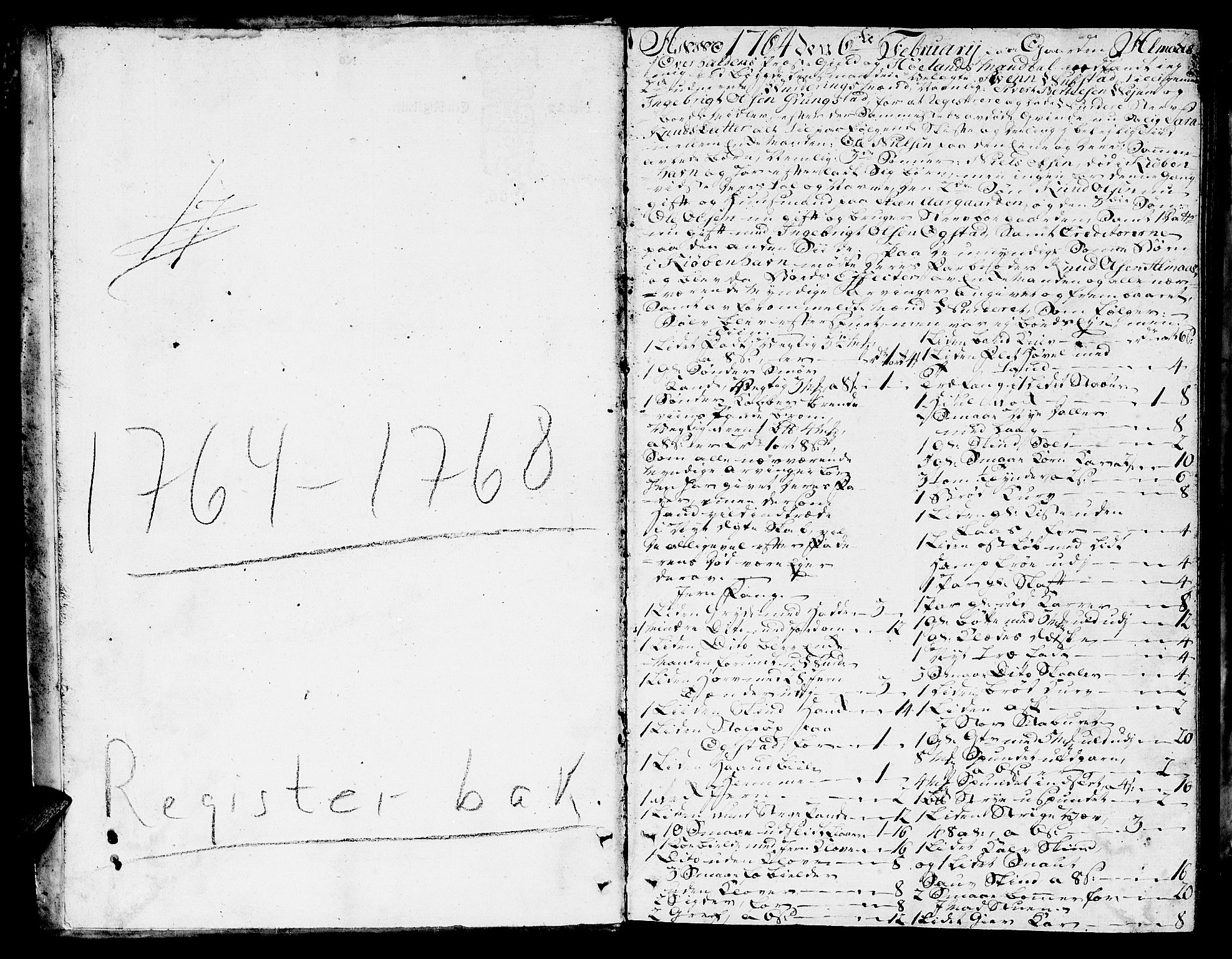 Namdal sorenskriveri, SAT/A-4133/1/3/3A/L0010: Skifteprotokoll, 1764-1768, p. 1b-2a