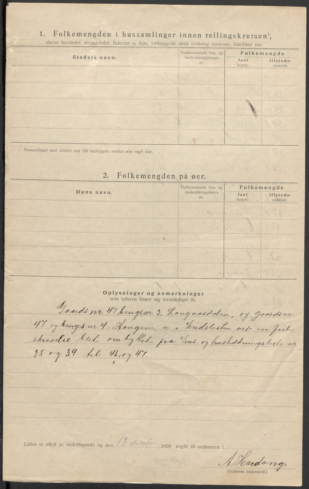SAKO, 1920 census for Hjartdal, 1920, p. 10