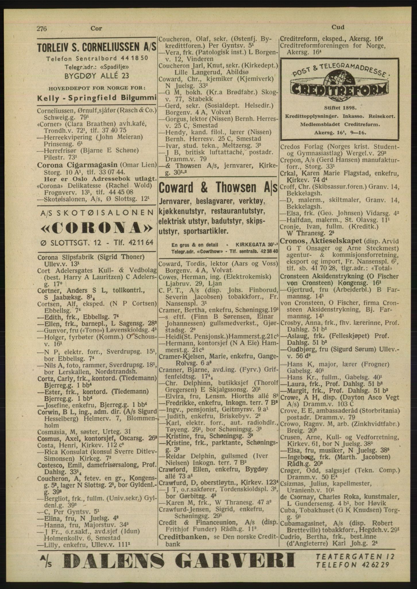 Kristiania/Oslo adressebok, PUBL/-, 1948, p. 276