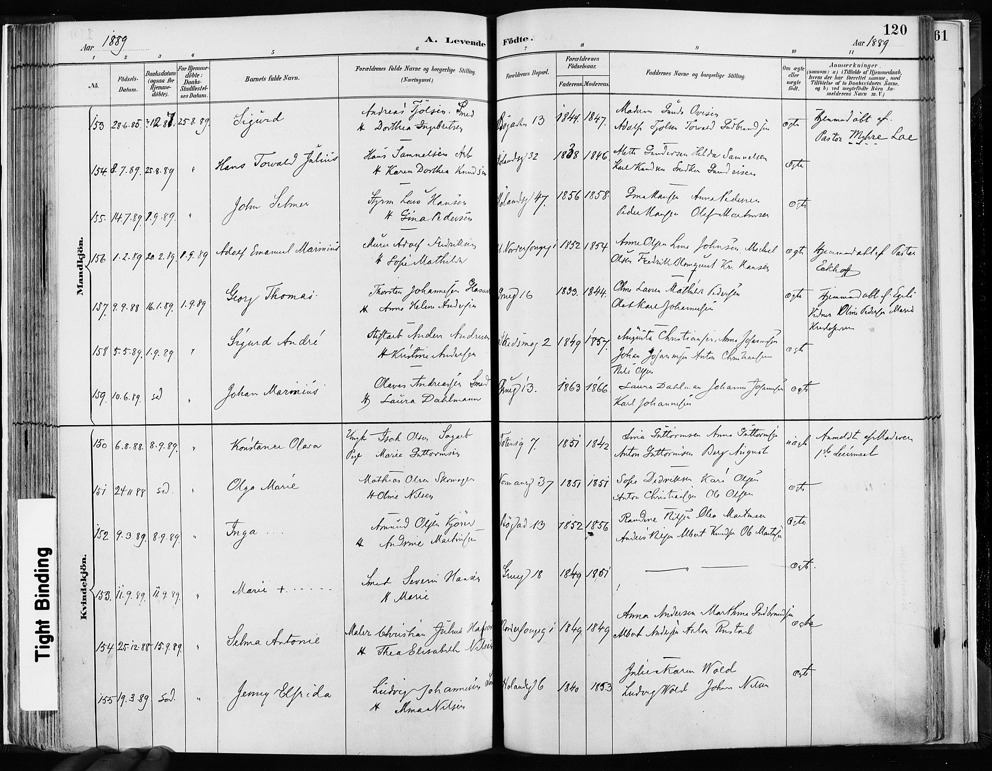 Kampen prestekontor Kirkebøker, SAO/A-10853/F/Fa/L0003: Parish register (official) no. I 3, 1886-1892, p. 120
