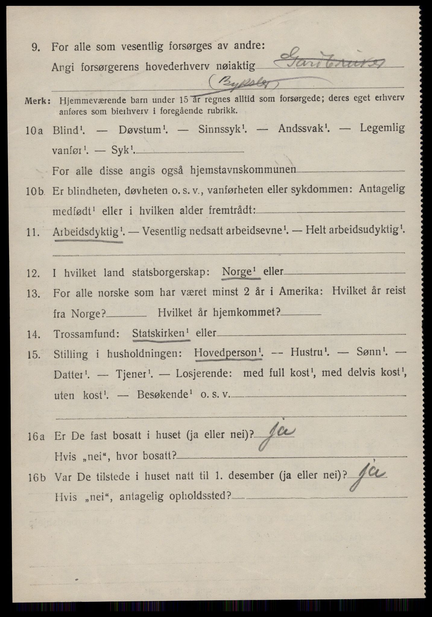 SAT, 1920 census for Volda, 1920, p. 10111