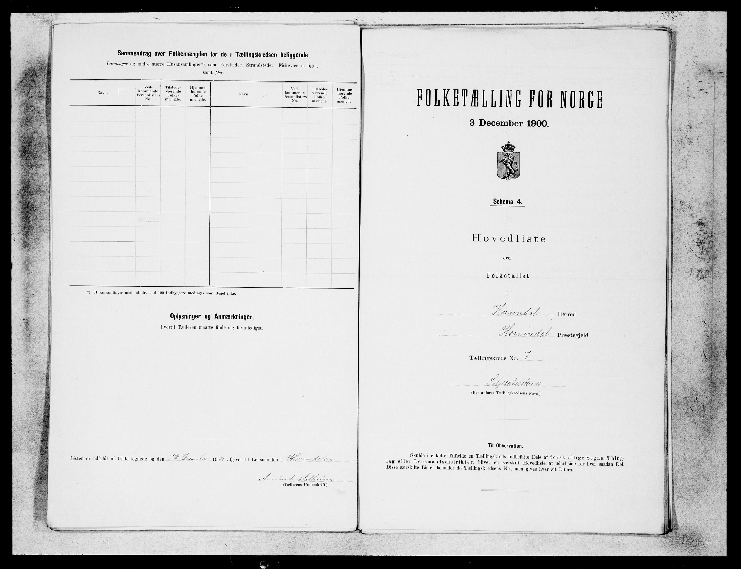 SAB, 1900 census for Hornindal, 1900, p. 13