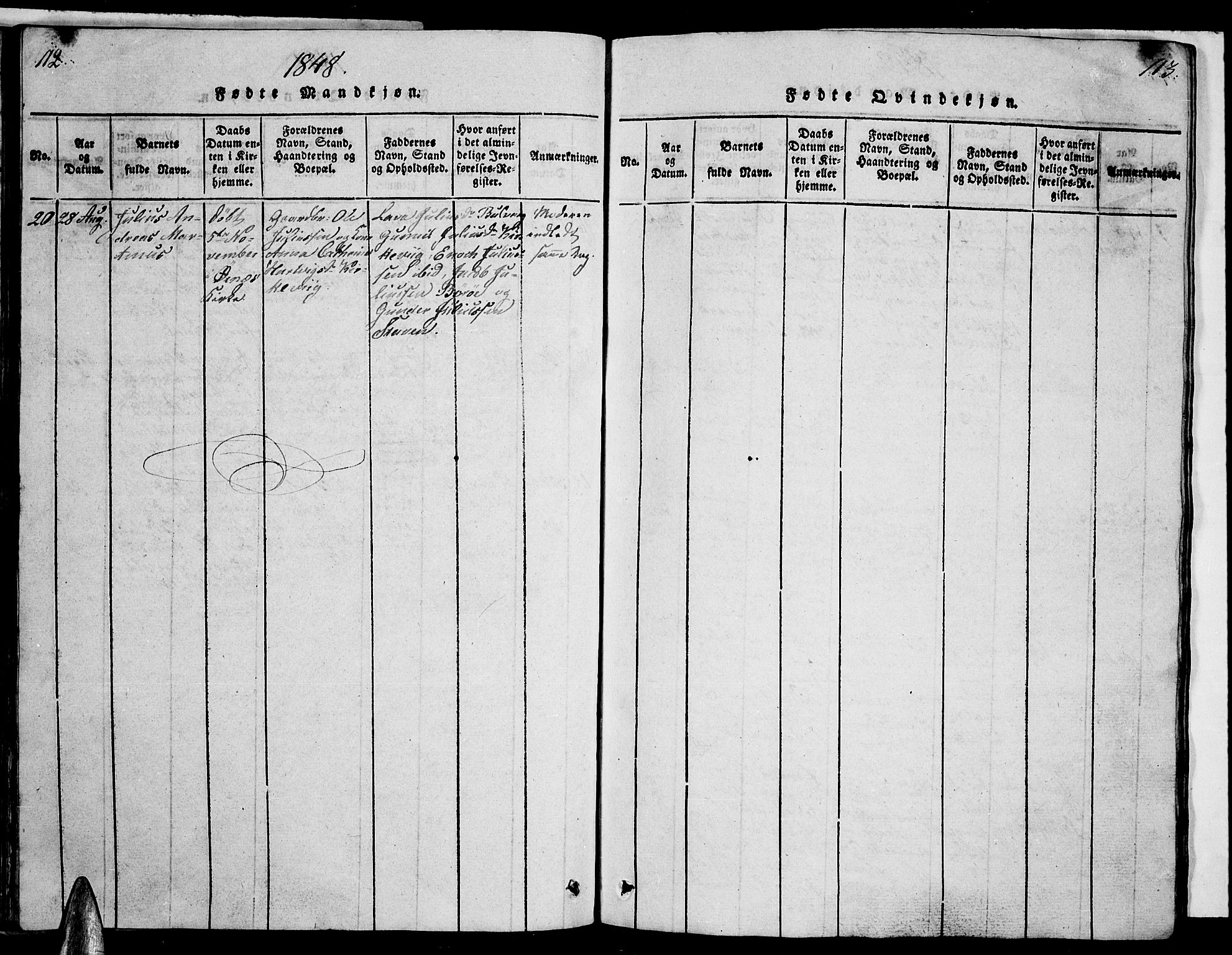 Ministerialprotokoller, klokkerbøker og fødselsregistre - Nordland, AV/SAT-A-1459/893/L1346: Parish register (copy) no. 893C01, 1820-1858, p. 112-113